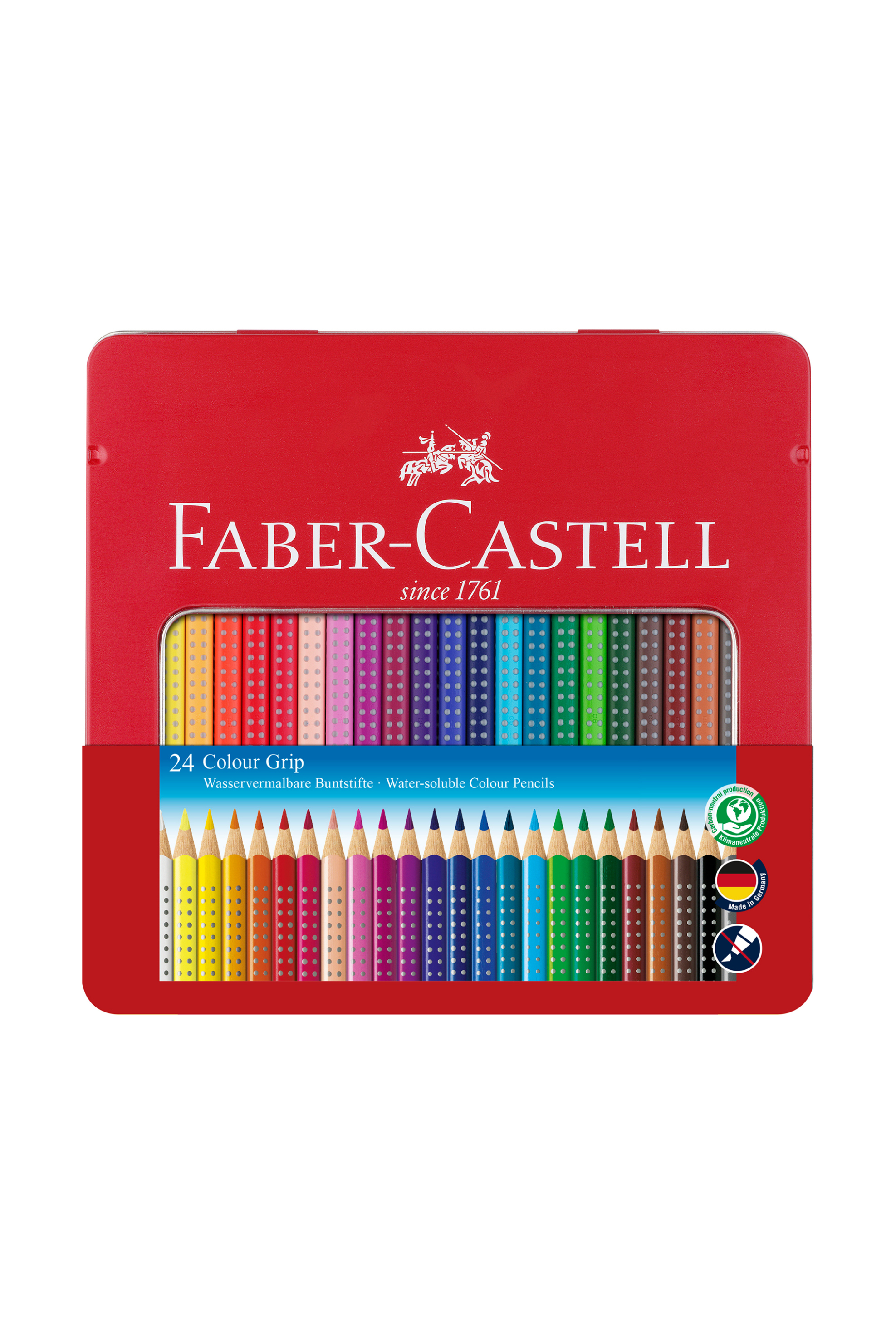 FABER-CASTELL Faber-Castell Μεταλλική Κασετίνα Ξυλομπογιιές Grip Σετ των 24 τεμαχίων - 077112423/