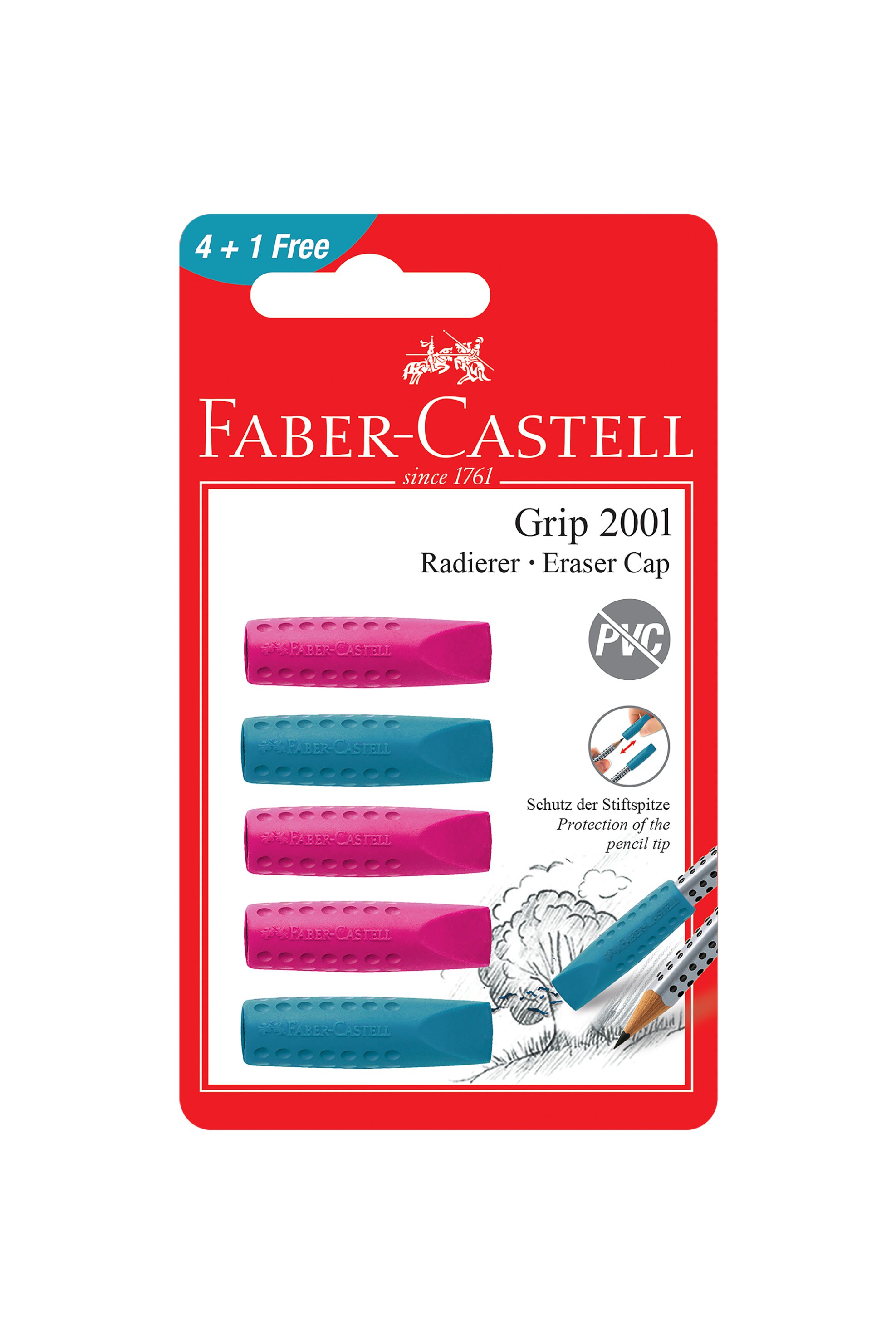 FABER-CASTELL Faber-Castell Blister Γόμες καπάκι 4+1 Δώρο - 077187002/