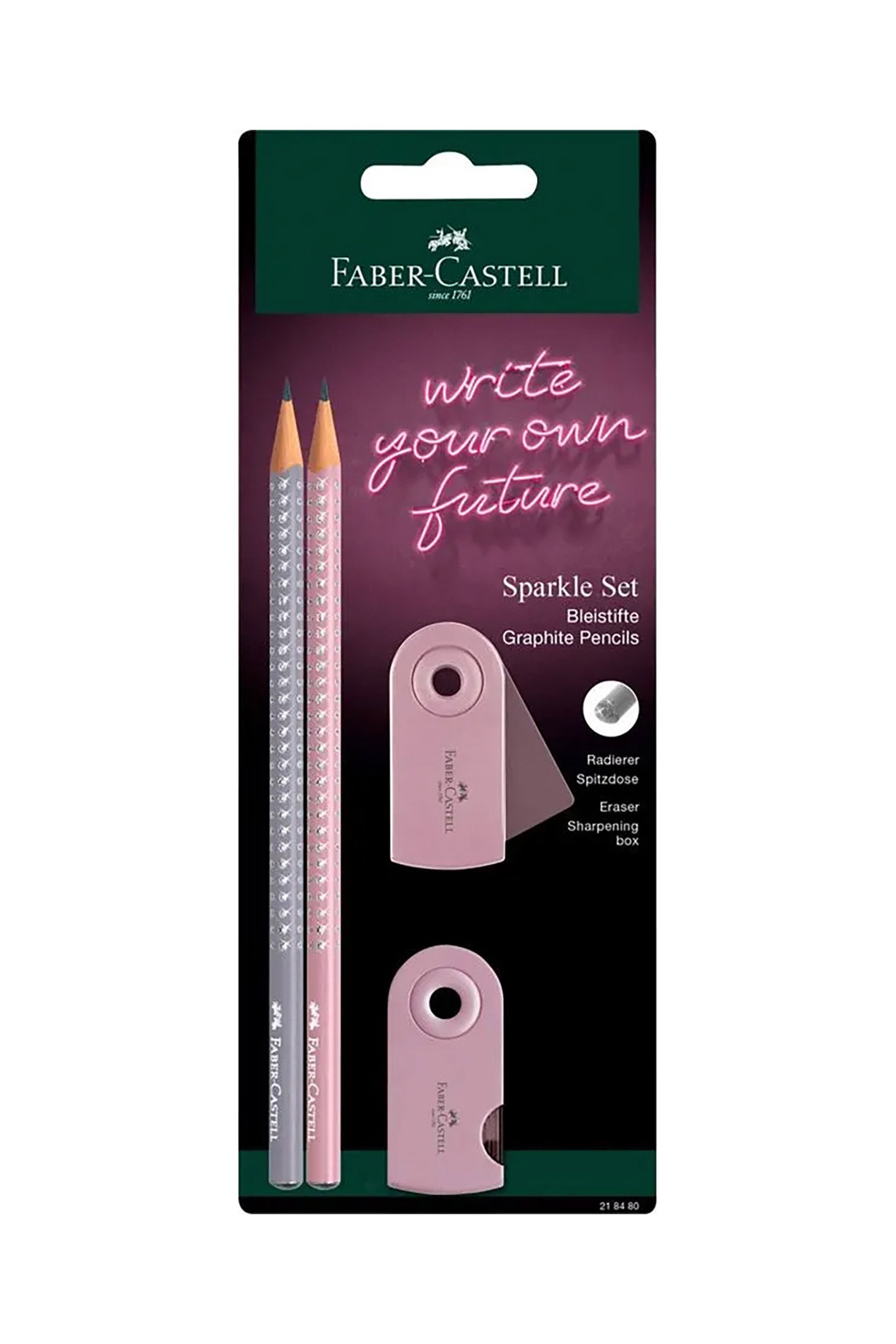 FABER-CASTELL Faber-Castell σετ μολύβια, γομά και ξύστρα Sparkle rose shadows BC (4 τεμάχια) - 077218480