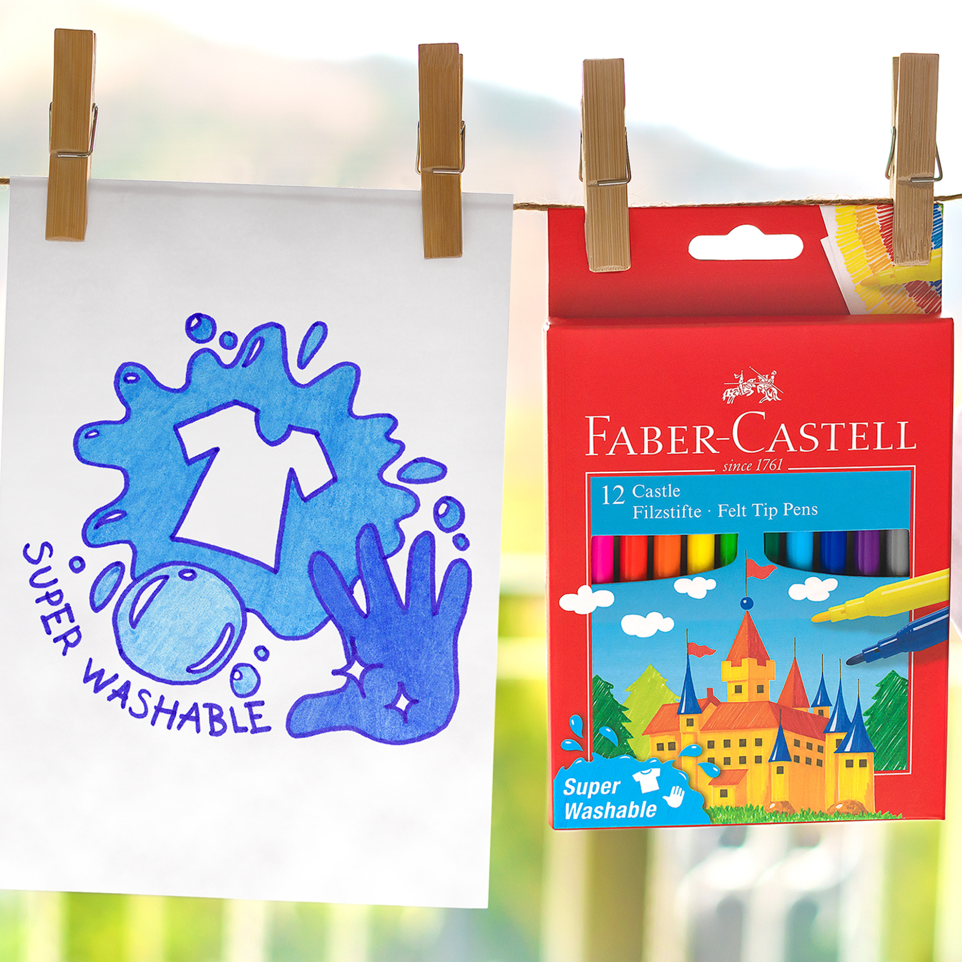 Faber-Castell Μαρκαδόροι Σετ των 12 Super Washable - 077554201 φωτογραφία