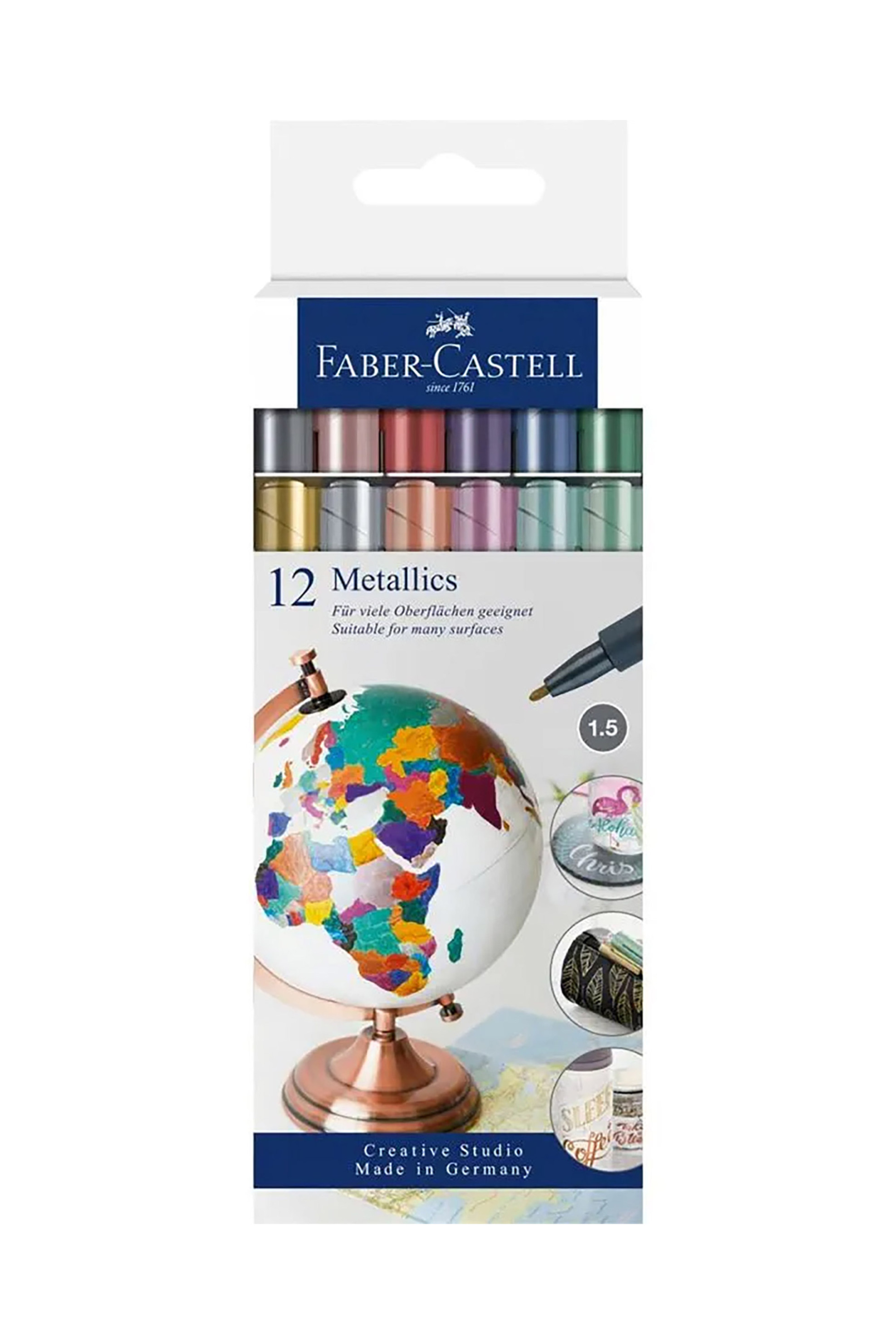 FABER-CASTELL Faber-Castell μεταλλικοί μαρκαδόροι Metallics Marker, cardboard (12 τεμάχια) - 077160713