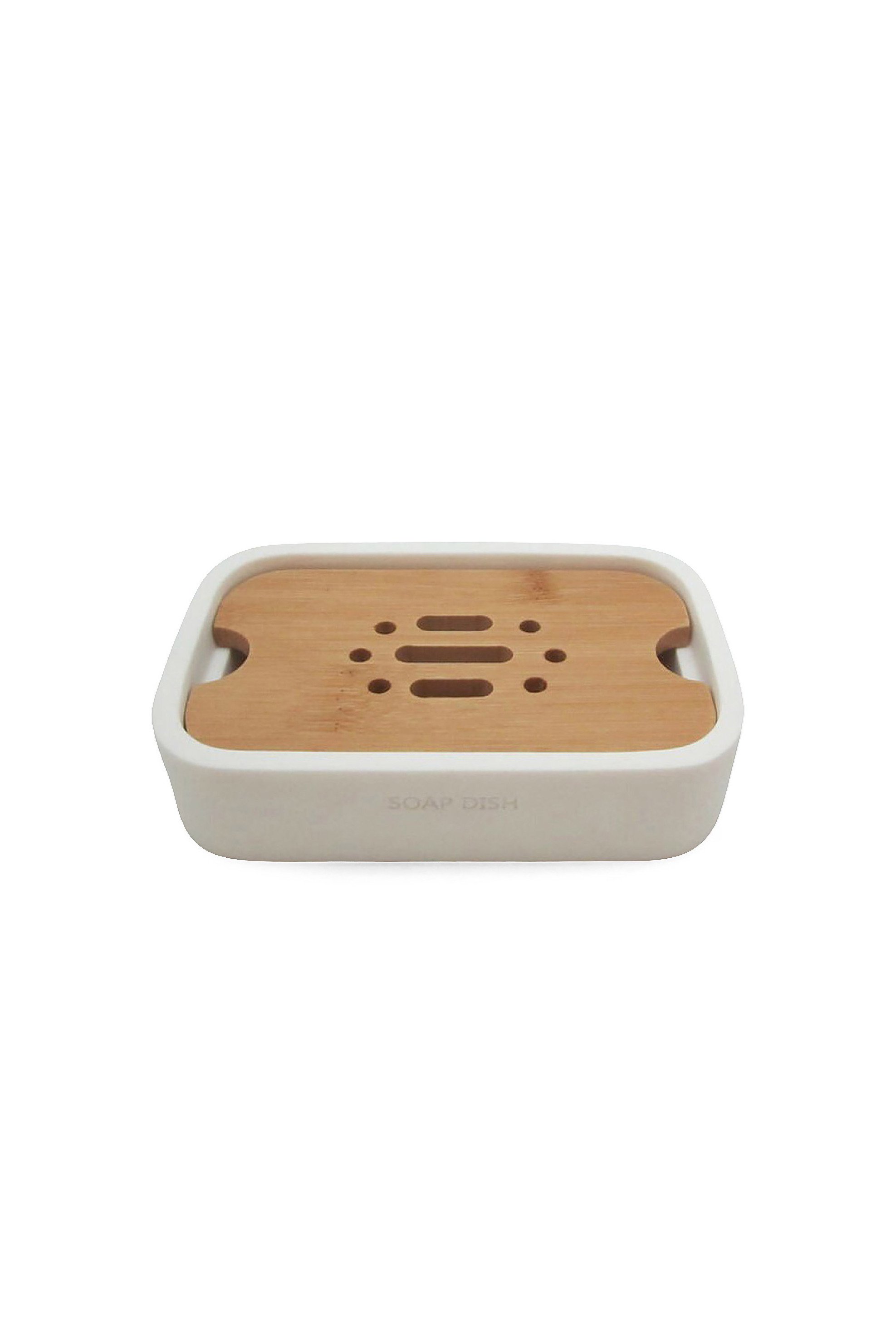 Coincasa θήκη σαπουνιού με λεπτομέρεια από bamboo 3 x 12 x 8 cm - 006709049 Λευκό