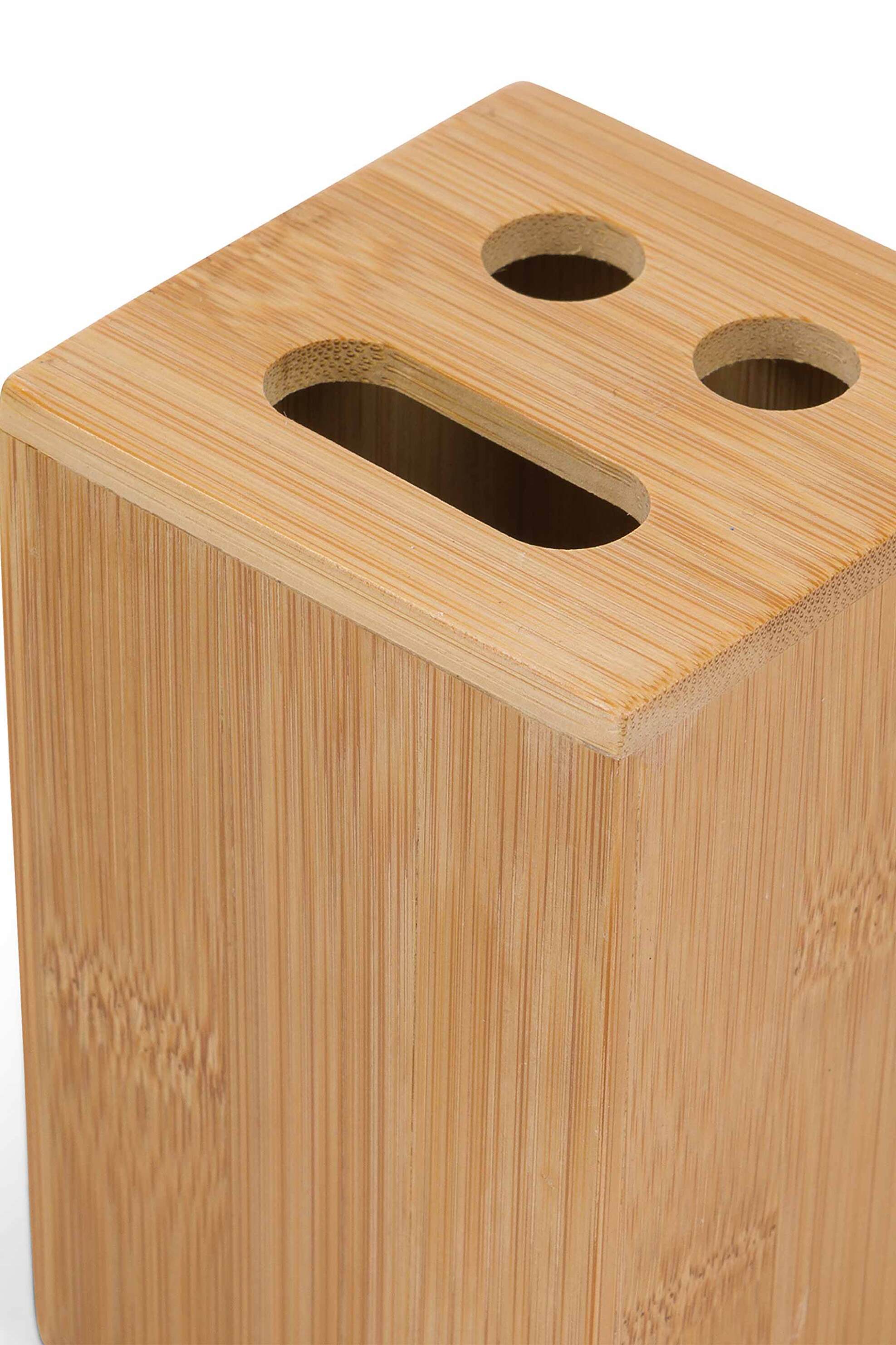 Coincasa θήκη για οδοντόβουρτσες από ξύλο bamboo 11 x 7 x 7 cm - 007357076 Καμηλό φωτογραφία