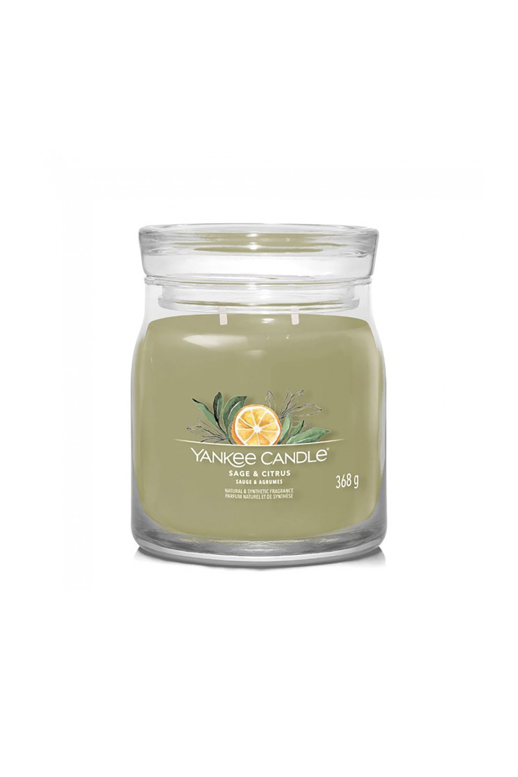 YANKEE CANDLE Yankee Candle αρωματικό κερί σε γυάλινο δοχείο Medium "Sage & Citrus" 9.3 x 11.4 cm - 1629995E