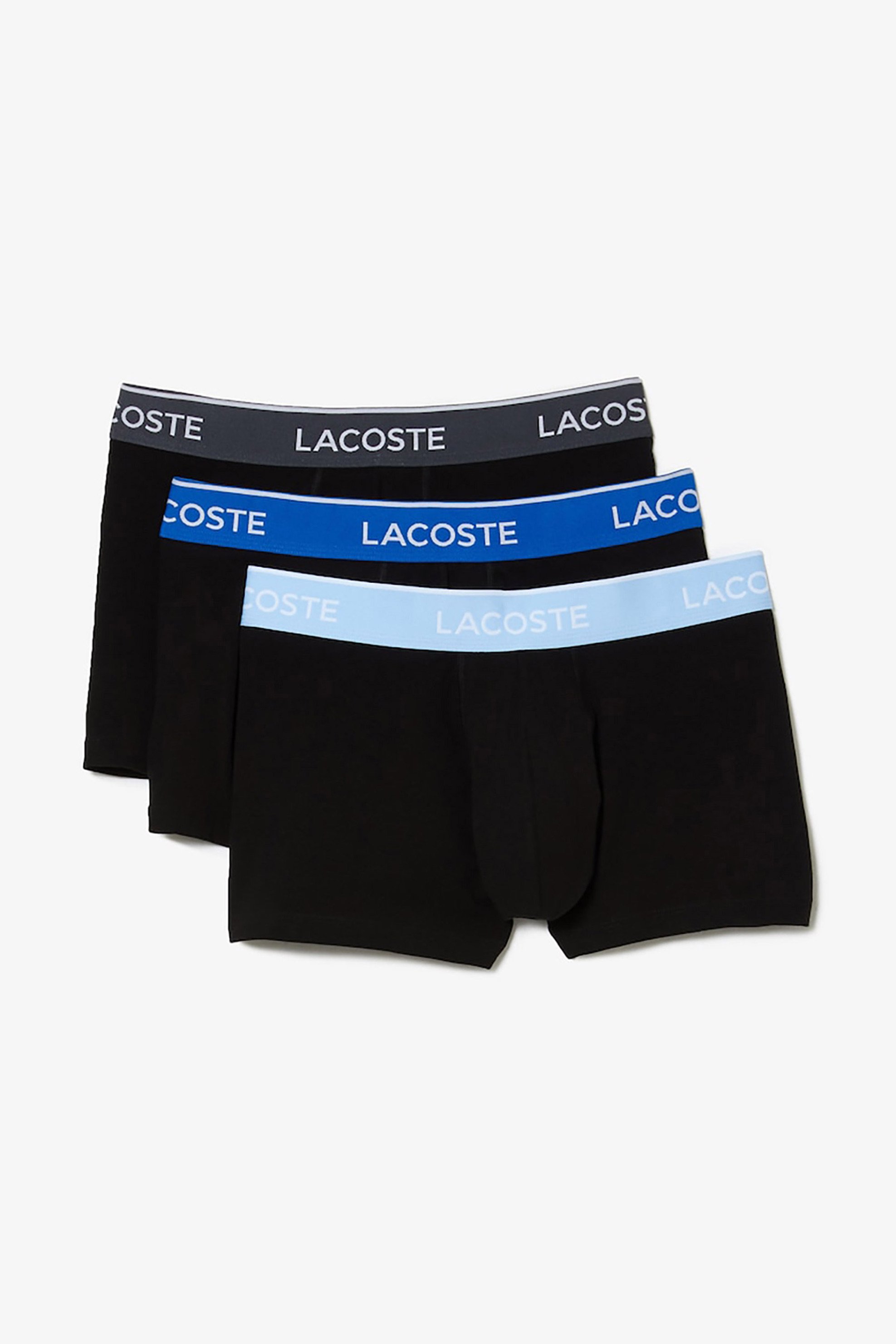 LACOSTE Lacoste σετ 3 εσωρούχων μποξεράκια μονόχρωμα με χρωματιστό λαστιχο - 5H3401 Μαύρο