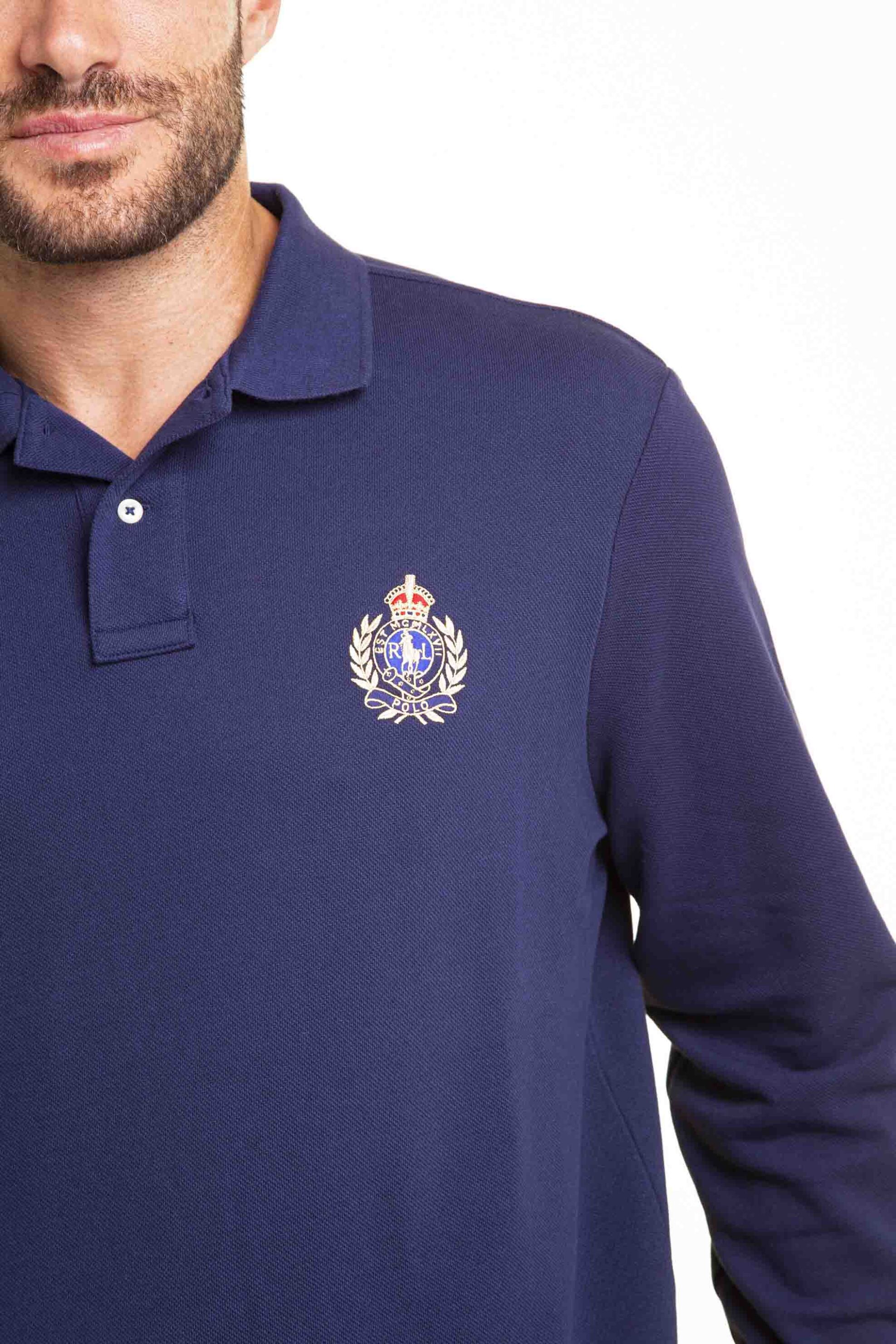 Polo Ralph Lauren ανδρική πόλο μπλούζα με κεντημένο λογότυπο - 710917797001 Μπλε Σκούρο φωτογραφία