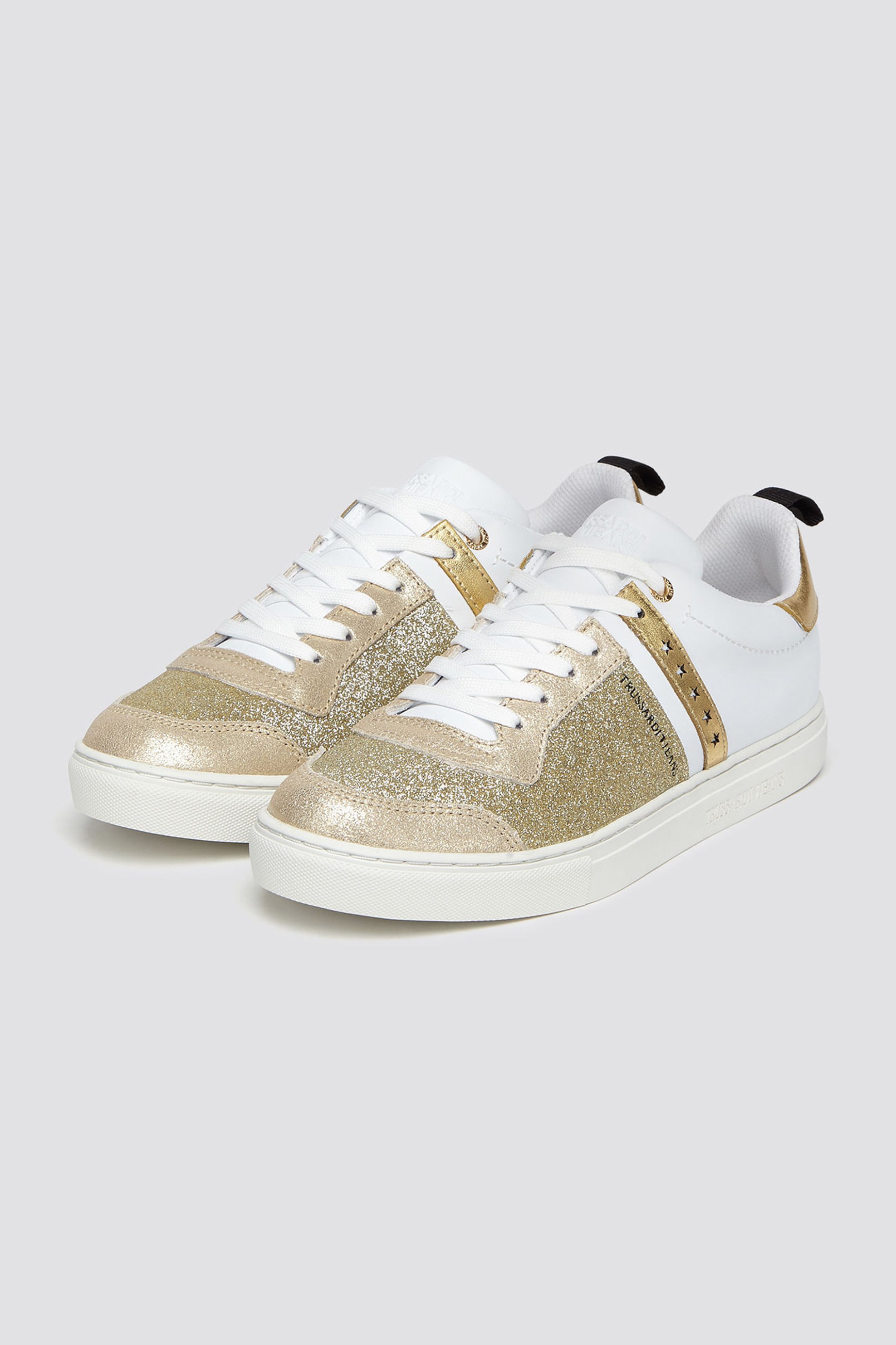 Trussardi Jeans γυναικεία δερμάτινα sneakers με glitter - 79A00253-9Y099999 Χρυσό φωτογραφία