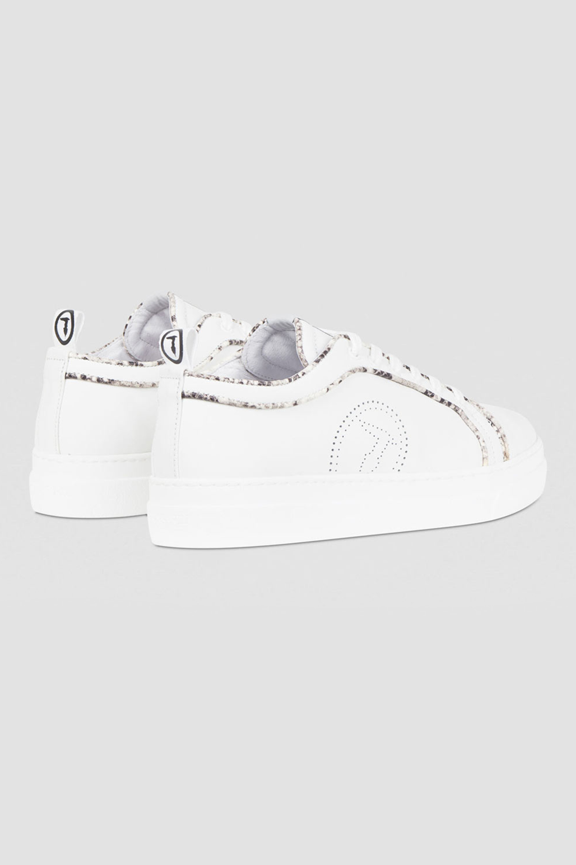 Trussardi γυναικεία sneakers με διάτρητο logo και μεταλλιζέ λεπτομέρειες - 79A00588-9Y099999 Μπεζ φωτογραφία