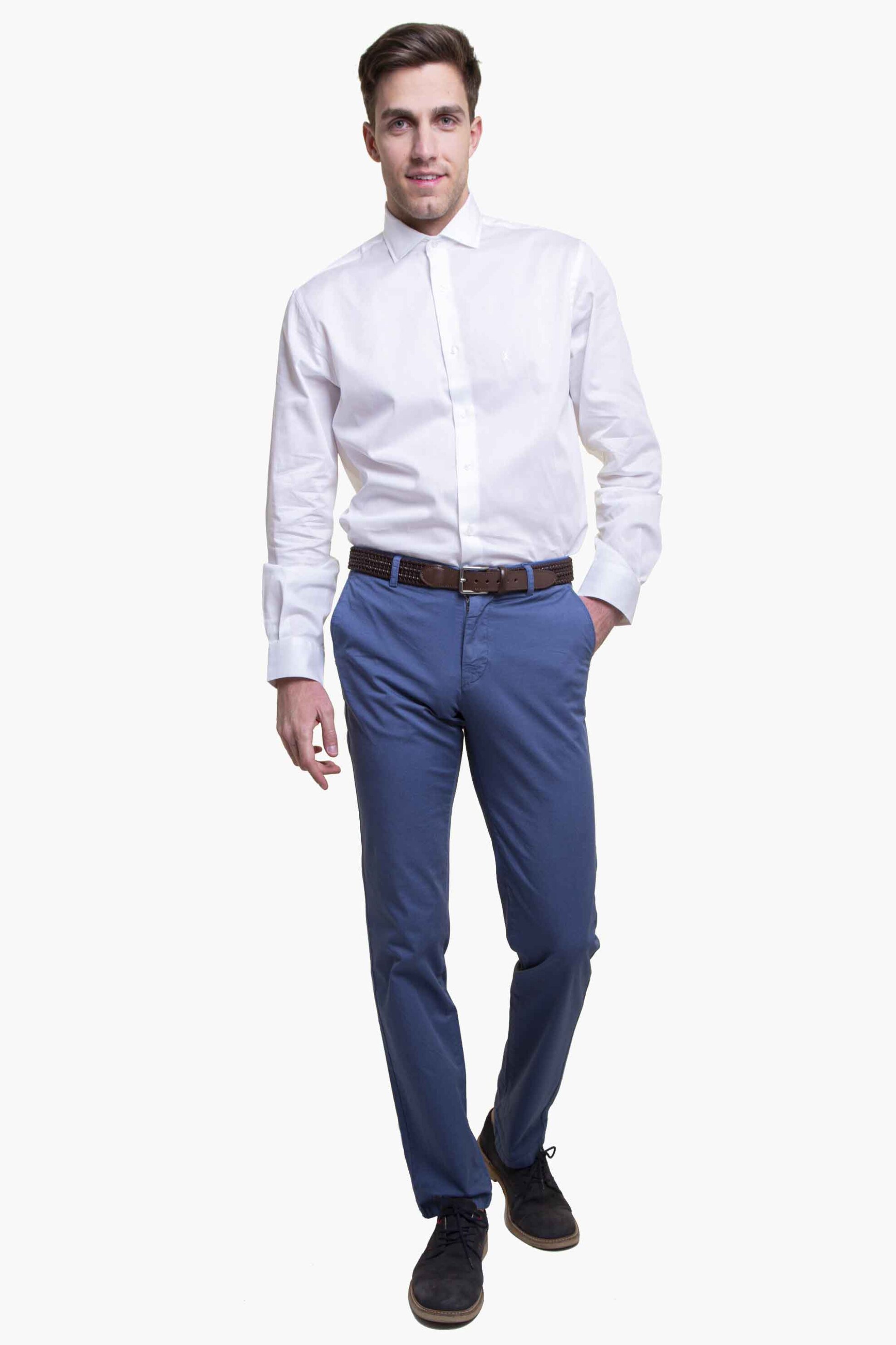 THE BOSTONIANS The Bostonians ανδρικό chino παντελόνι μονόχρωμο Slim Fit - CN620522 Μπλε Ραφ