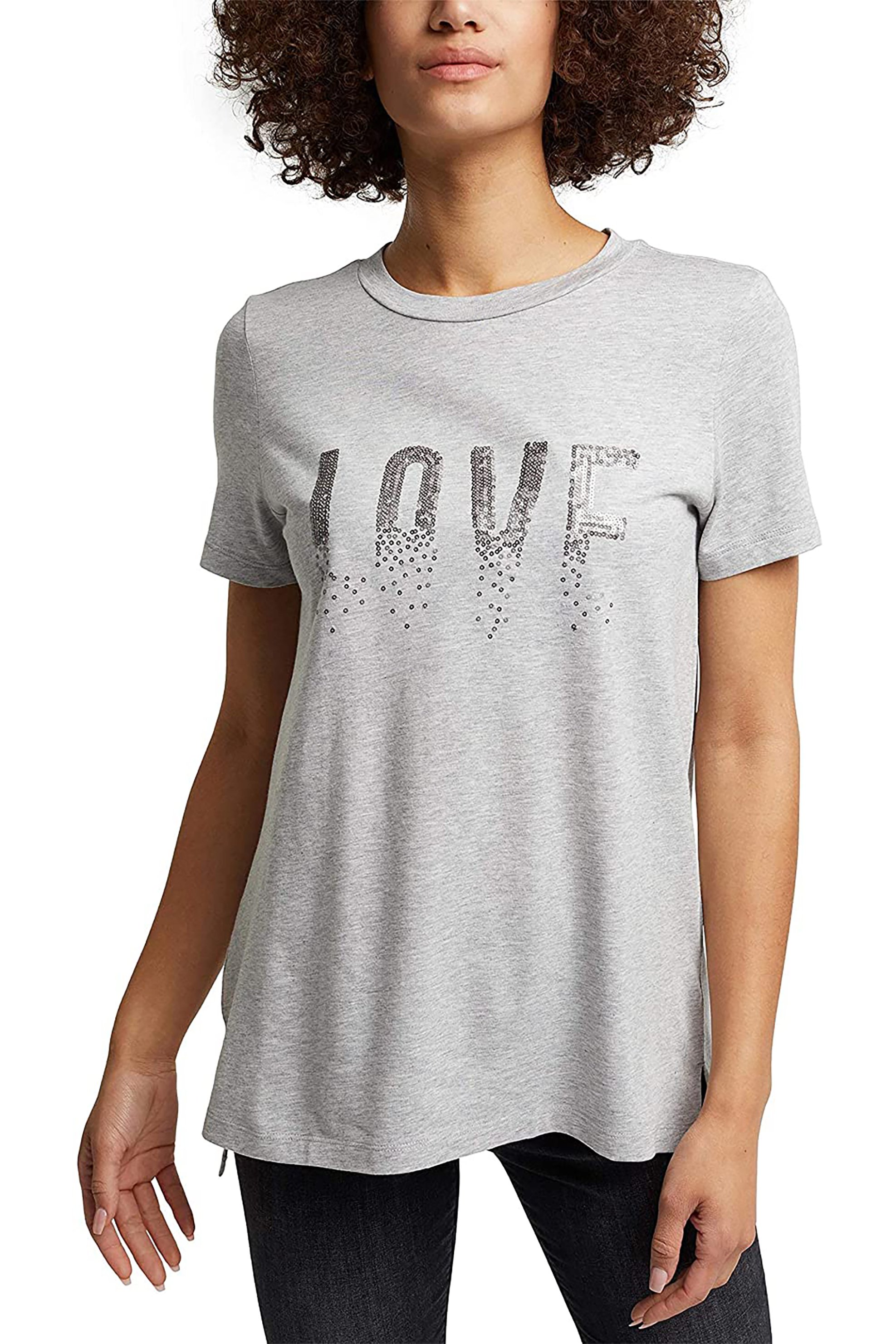 Esprit Esprit γυναικείο T-shirt με letter print απο παγιέτες - 110EE1K330 Γκρι 2025