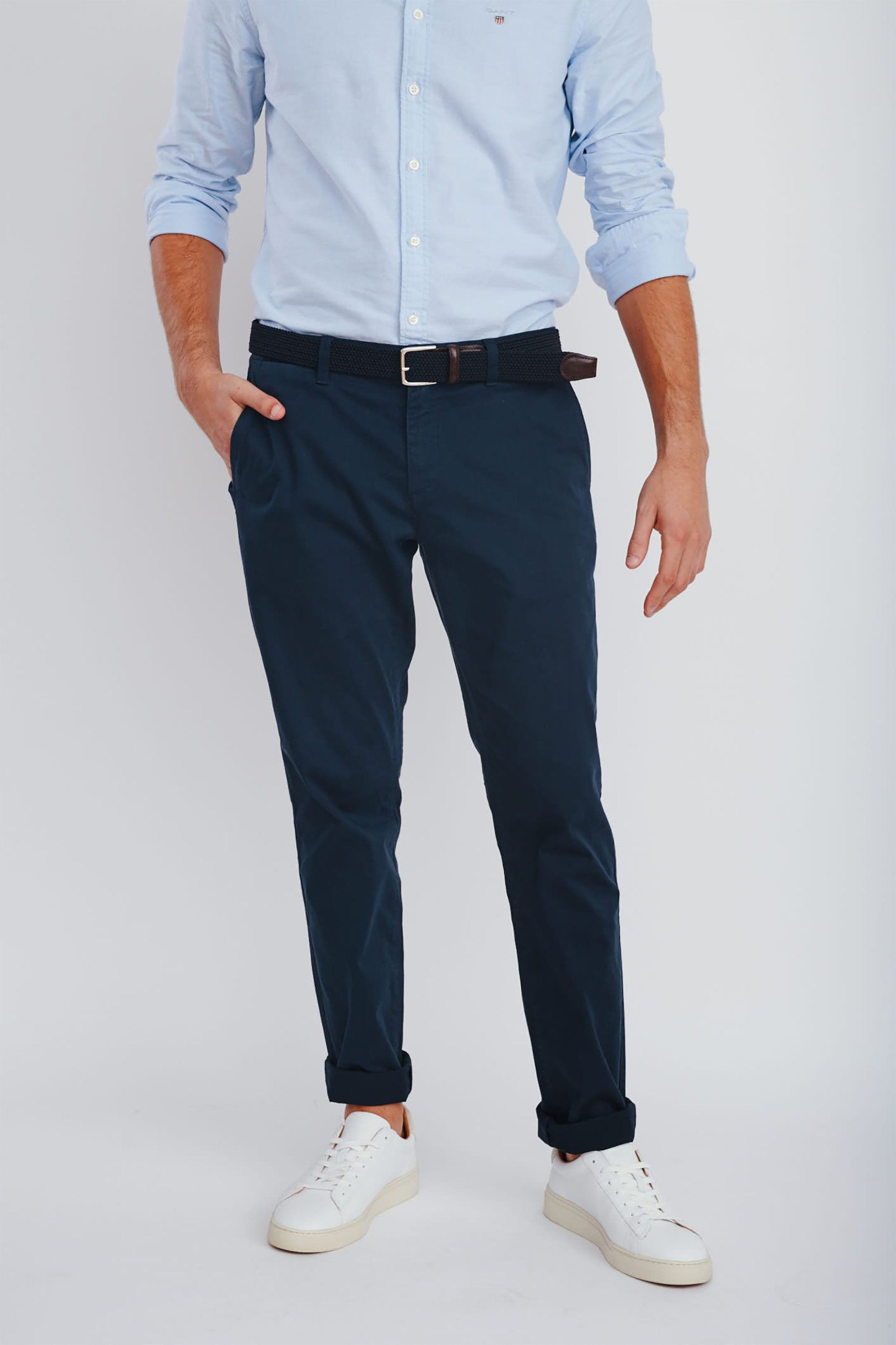 GANT Gant ανδρικό μάλλινο chino παντελόνι μελανζέ "Slacks" - 1505056 Μπλε Σκούρο