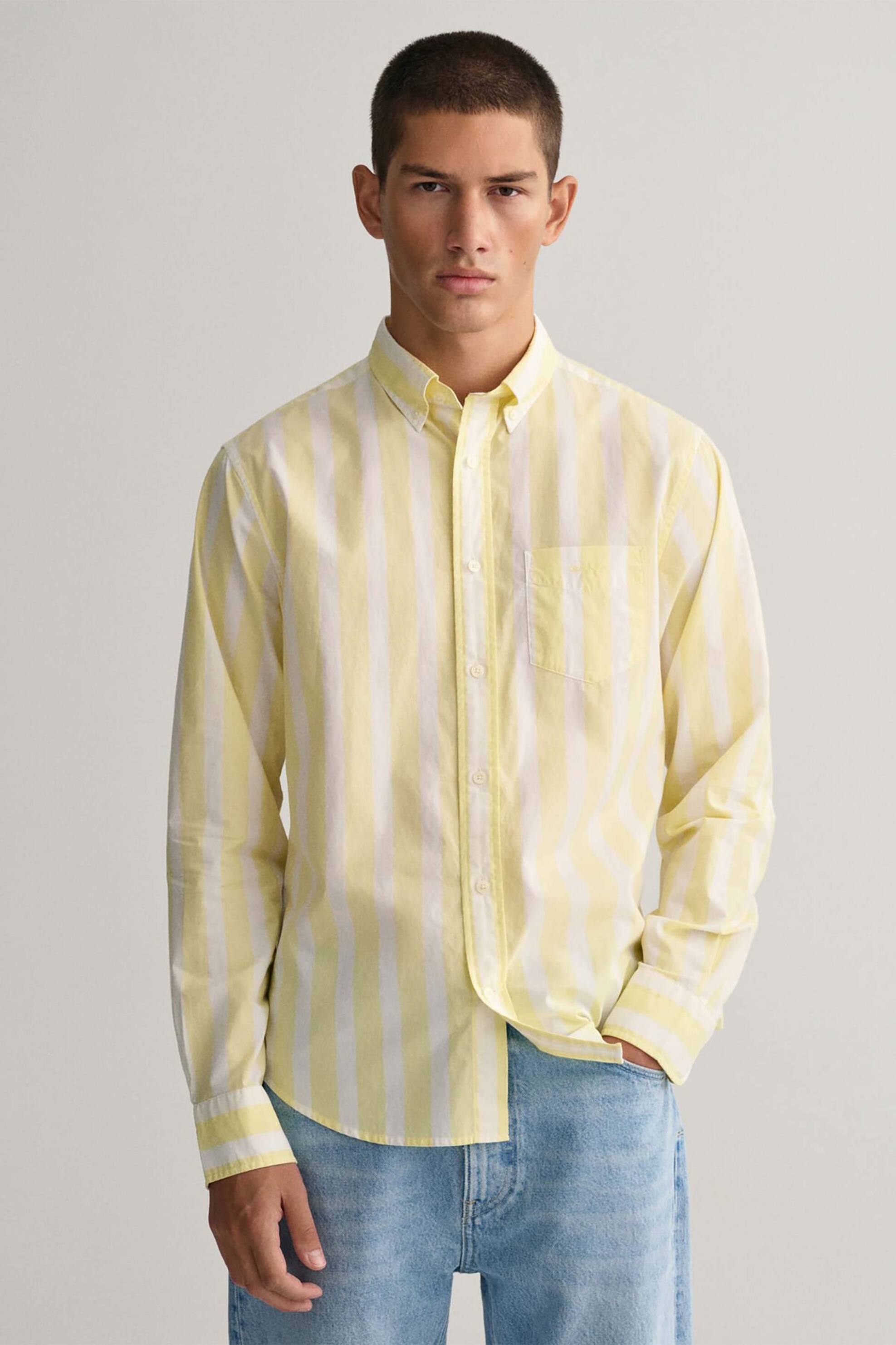 Gant ανδρικό πουκάμισο button-down με ριγέ print Regular Fit - 3230112 Κίτρινο