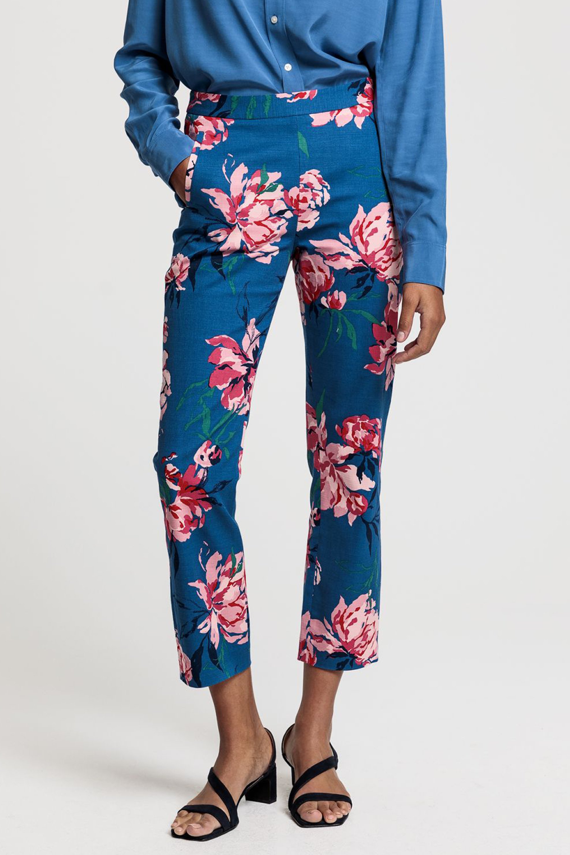 GANT Gant γυναικείο cropped παντελόνι με floral print - 4150125 Μπλε 2025