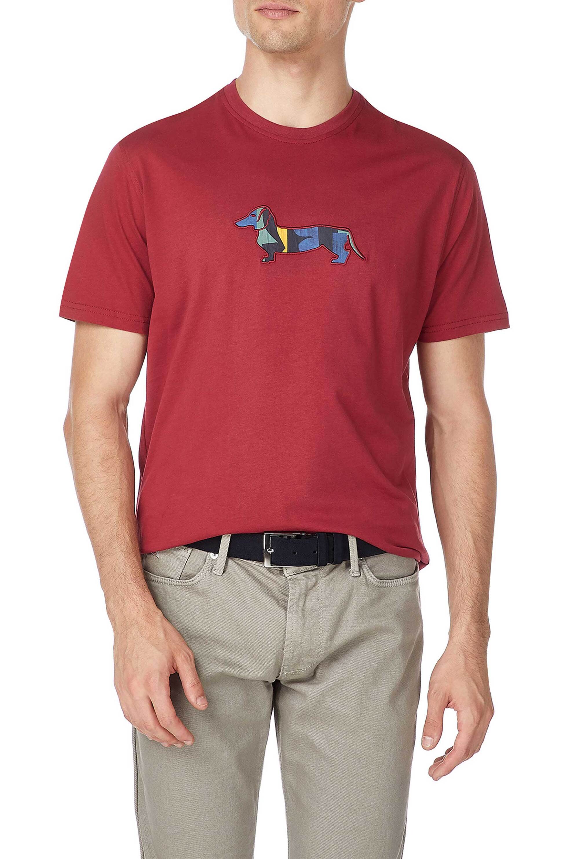 Harmont & Blaine ανδρικό T-shirt με colorful dachshund print - IRK003021223R Μπορντό φωτογραφία