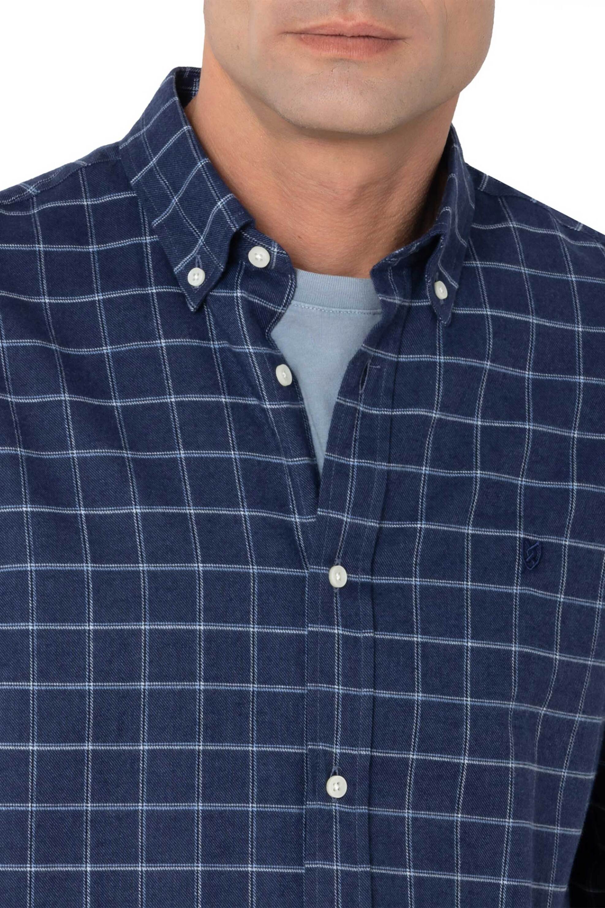 The Bostonians ανδρικό πουκάμισο flannel button down με καρό σχέδιο Regular Fit "Copley" - AACH8483 Μπλε Σκούρο φωτογραφία