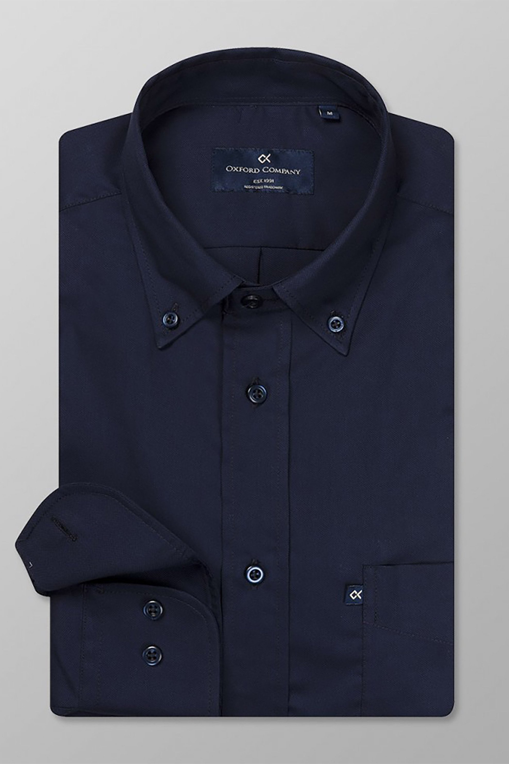 OXFORD COMPANY Oxford Company ανδρικό πουκάμισο μονόχρωμο με γιακά button down - Z312-BS10.04 Μπλε Σκούρο