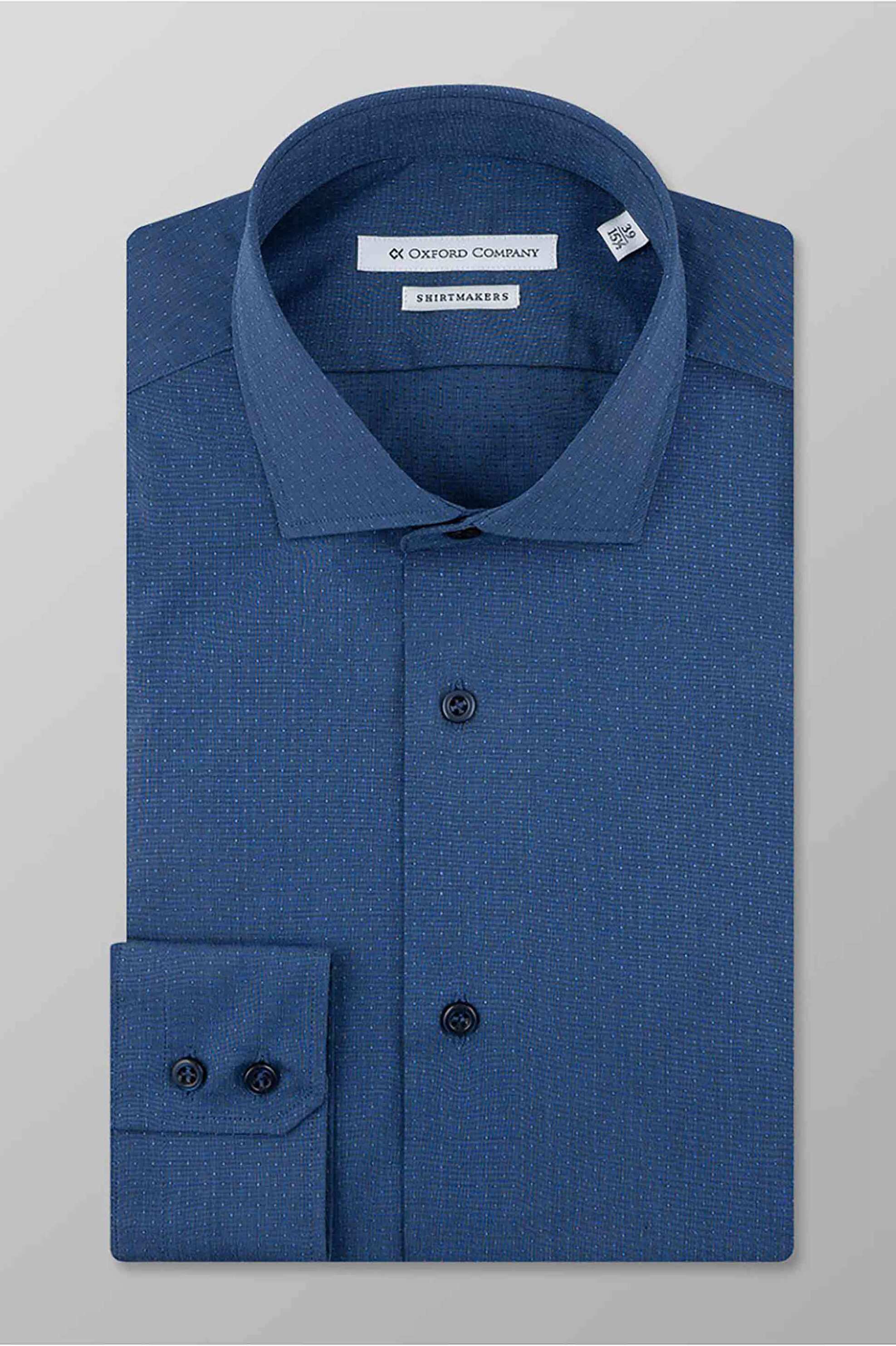 OXFORD COMPANY Oxford Company ανδρικό classic πουκάμισο roxy με μικροσχέδιο Slim Fit - M545NRU21.02 Μπλε