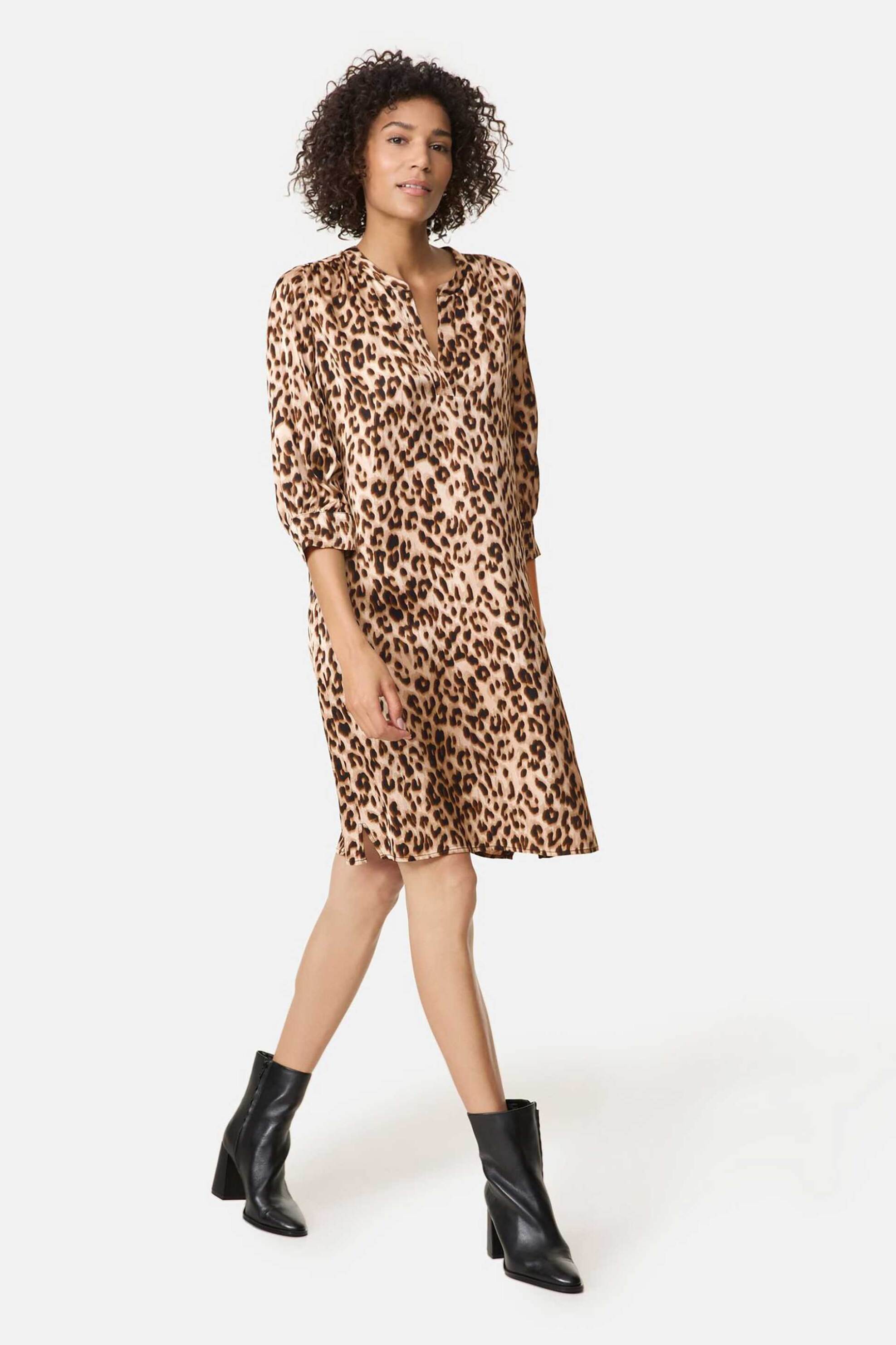 GERRY WEBER Gerry Weber γυναικείο midi φόρεμα animal print - 480010-31513 Μπεζ 2025