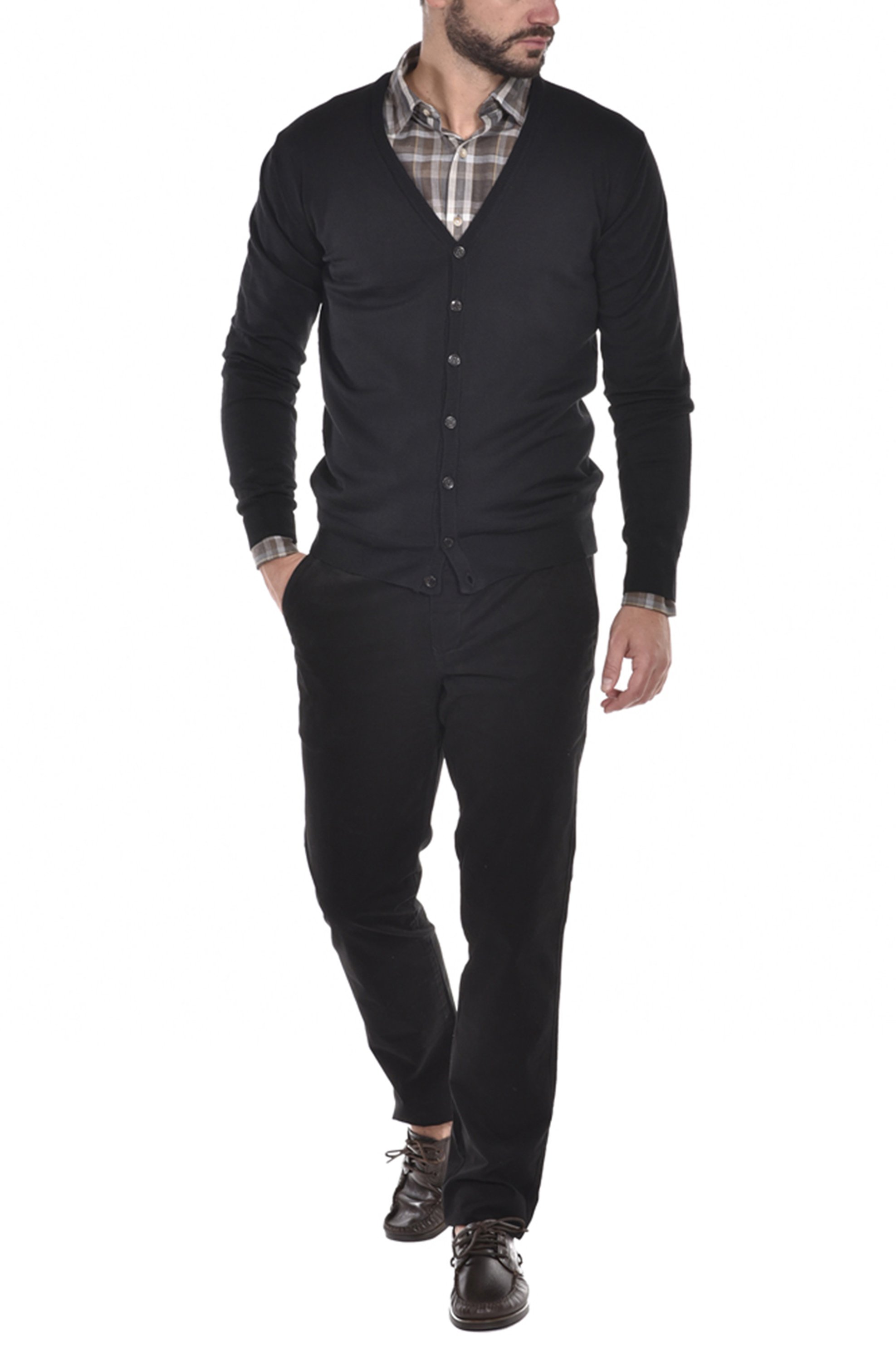 Dur ανδρική πλεκτή ζακέτα με κουμπιά Slim fit - 30230118 Μαύρο φωτογραφία