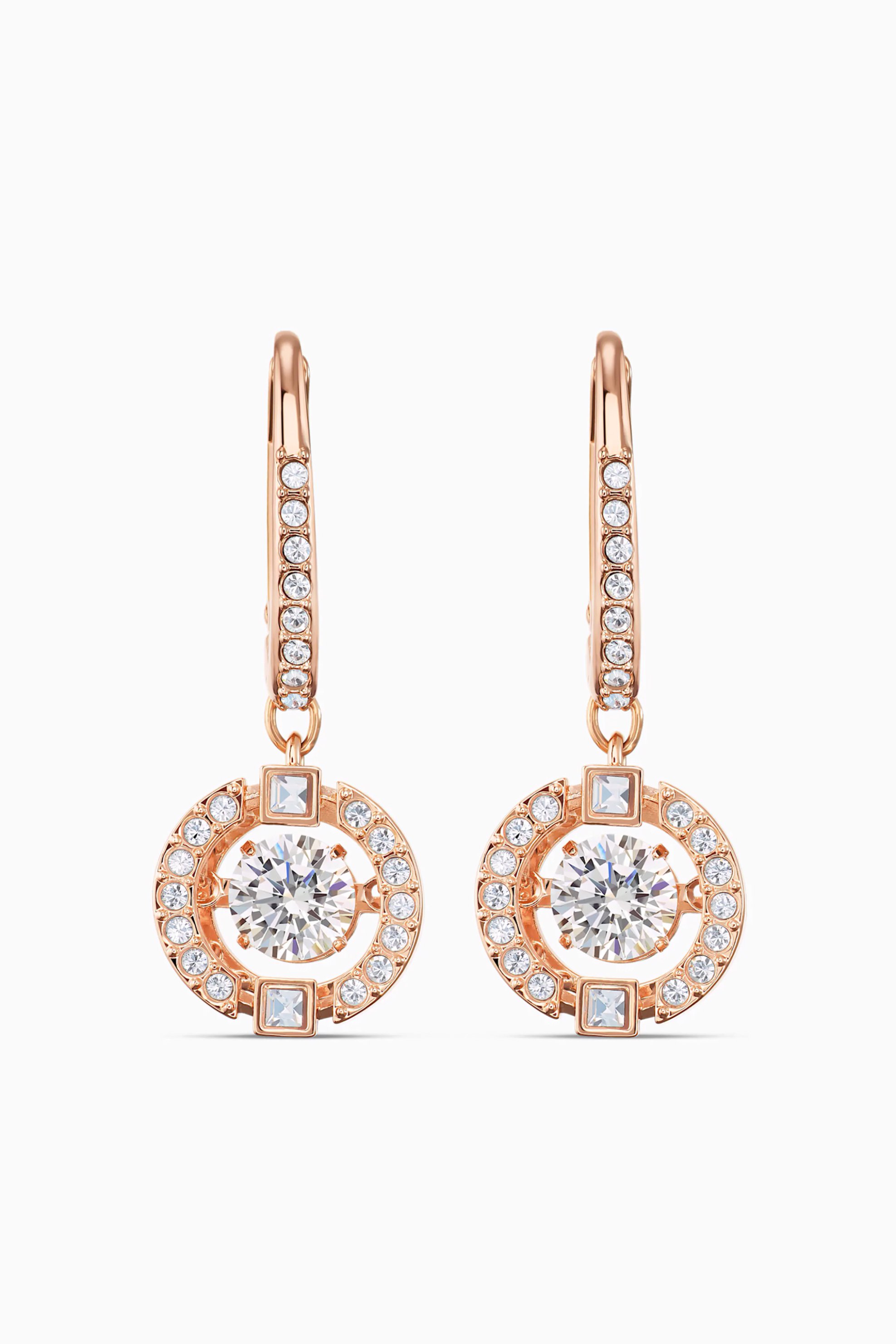 Swarovski Sparkling Dance Pierced Earrings, White, Rose-gold tone plated - 5504753 φωτογραφία