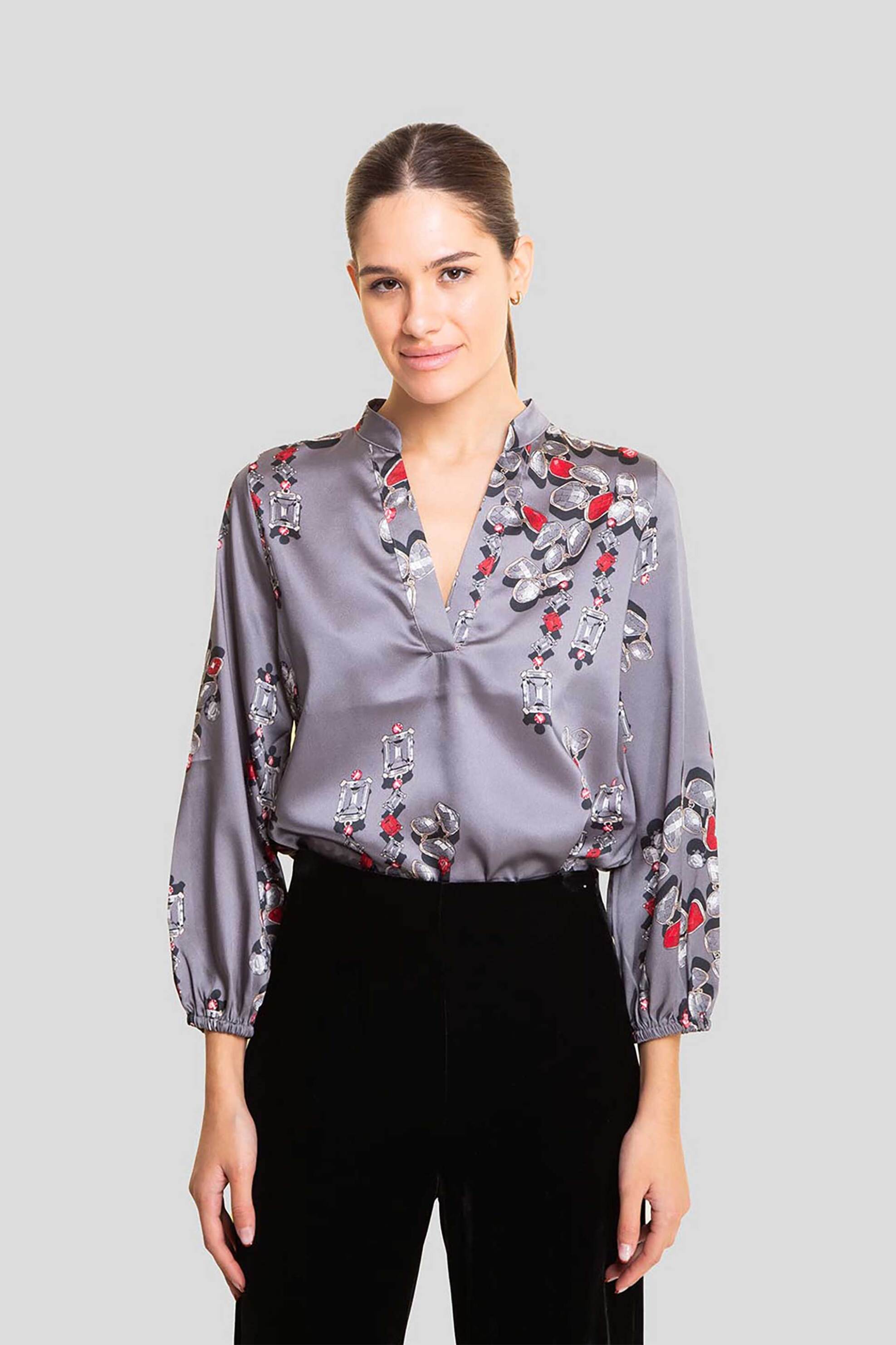 EMME BY MARELLA Emme by Marella γυναικεία μπλούζα με all-over print - 2425116191 Γκρι 2025