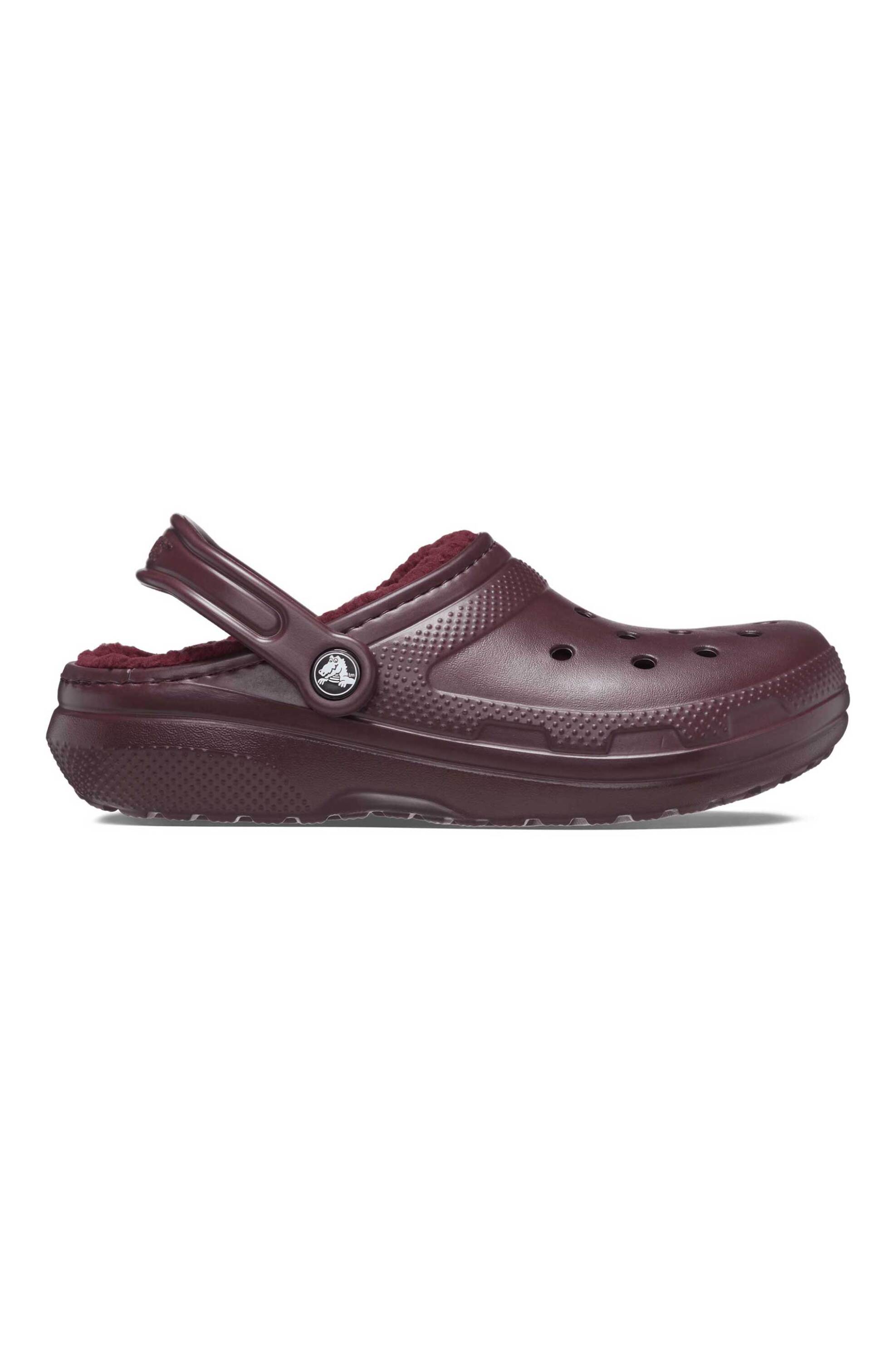 Crocs unisex clogs μονόχρωμα με διάτρητο σχέδιο και επένδυση από faux γούνα "Classic Lined" - E58207 Μπορντό φωτογραφία