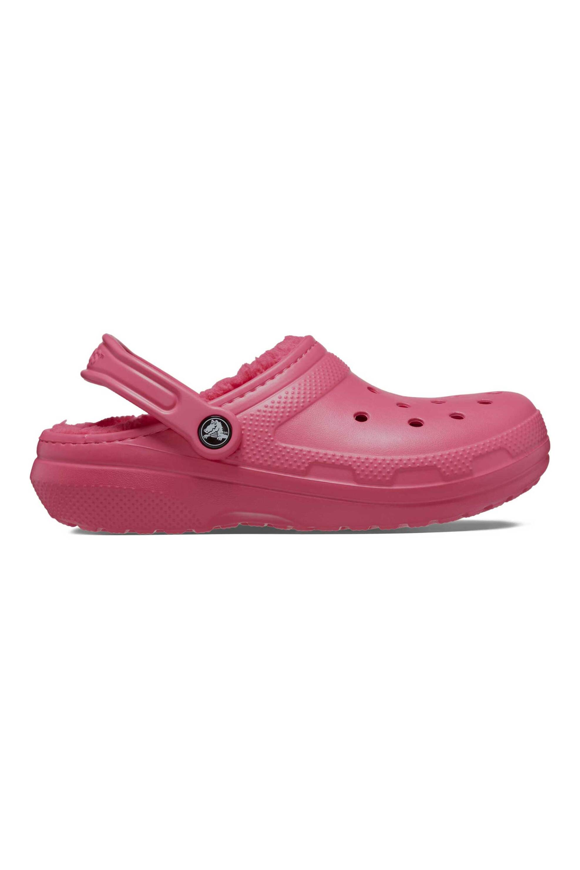 Crocs unisex clogs μονόχρωμα με διάτρητο σχέδιο και επένδυση από faux γούνα "Classic Lined" - E58207 Φούξια φωτογραφία