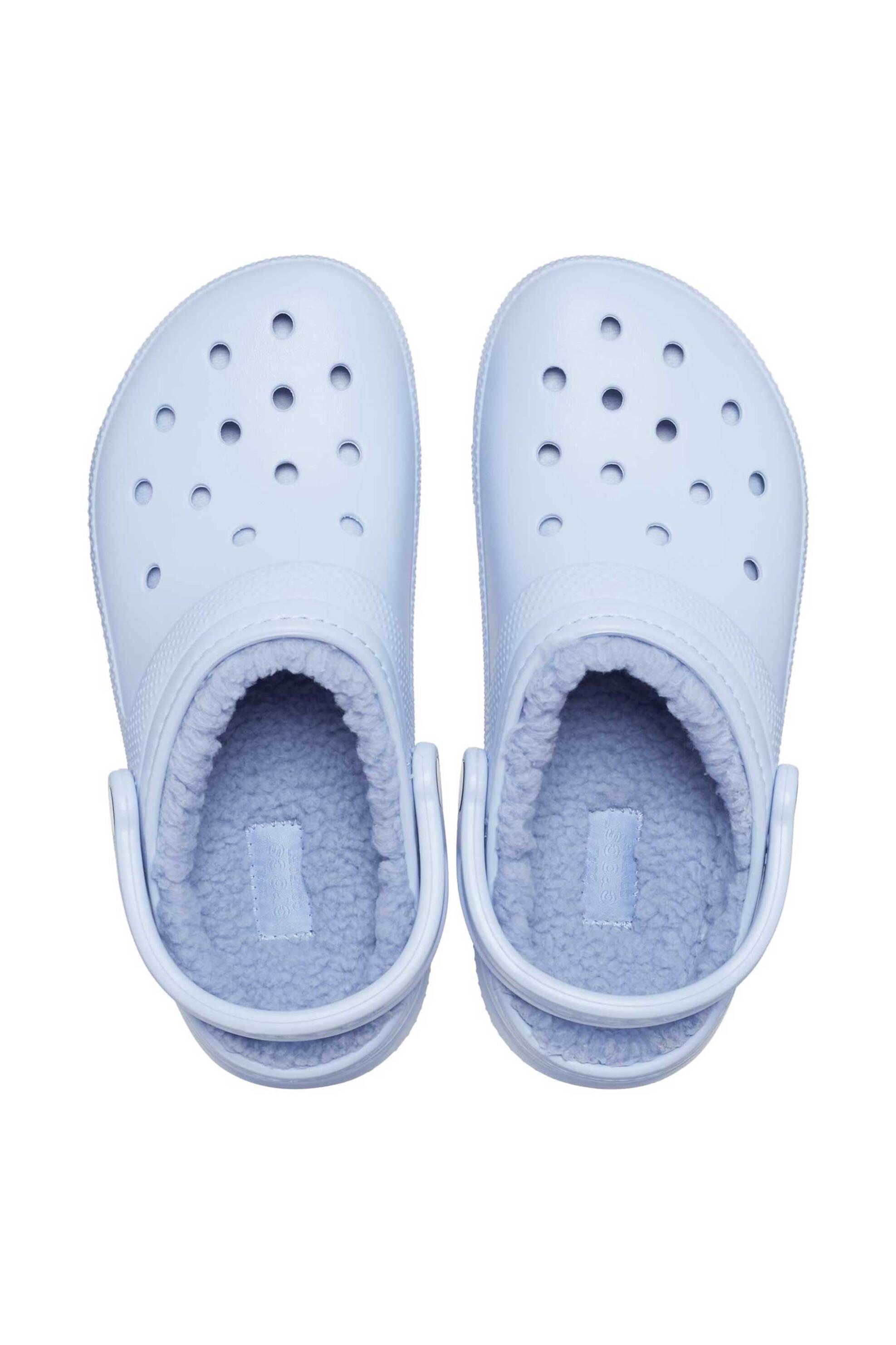 CROCS Crocs unisex clogs μονόχρωμα με διάτρητο σχέδιο και επένδυση από faux γούνα "Classic Lined" - E58207 Μπλε Ανοιχτό