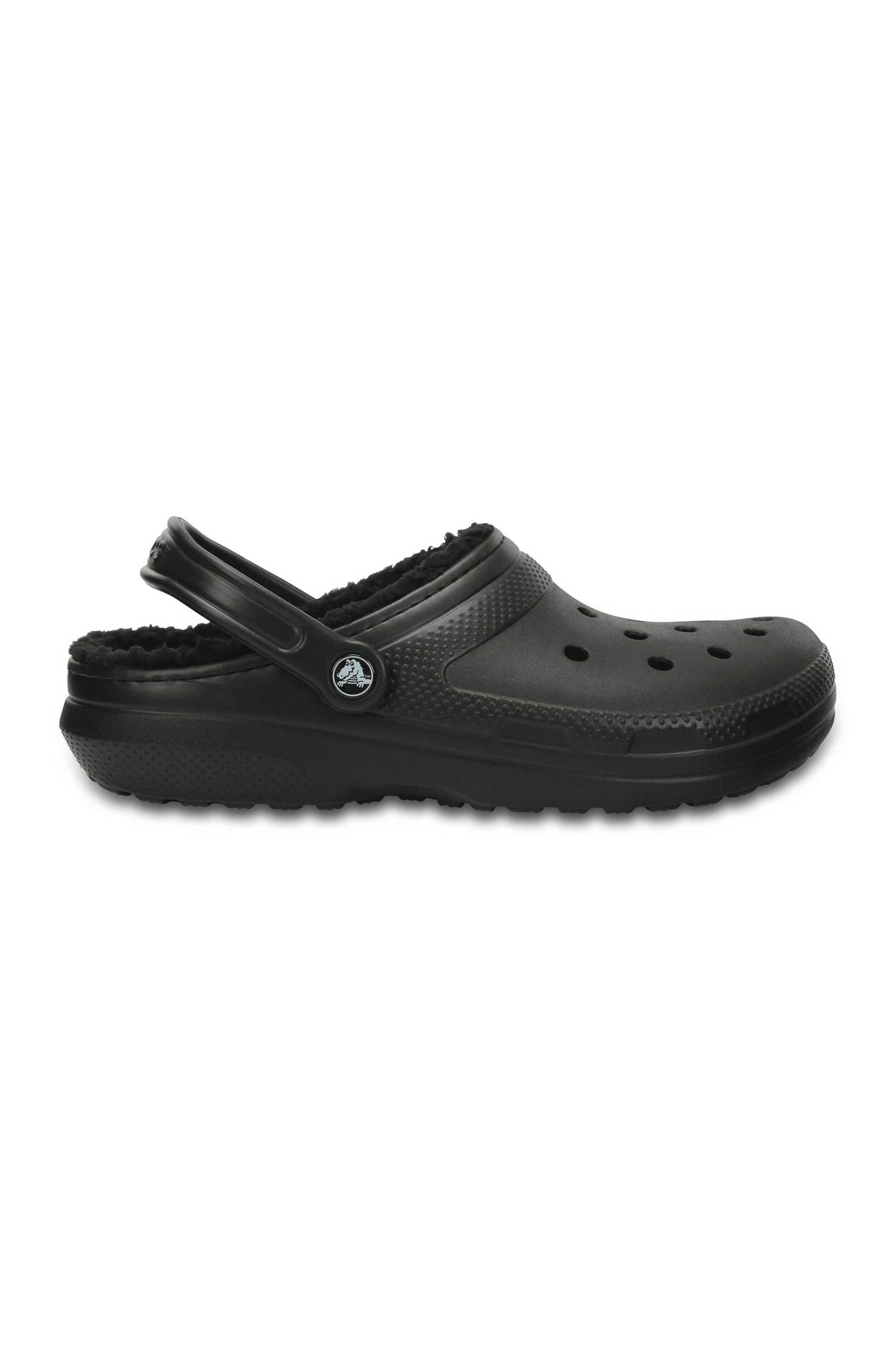 Crocs unisex clogs μονόχρωμα με διάτρητο σχέδιο και επένδυση από faux γούνα "Classic Lined" - E58207 Μαύρο φωτογραφία