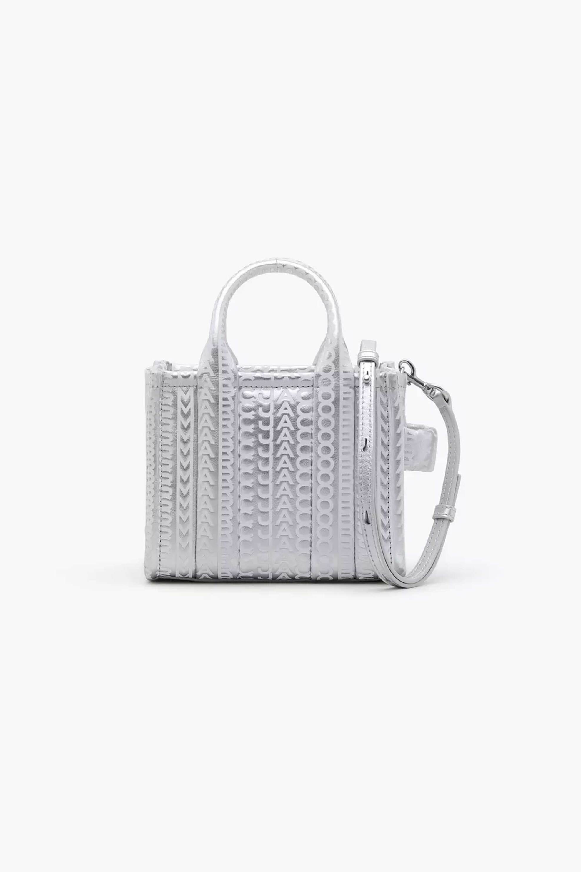 MARC JACOBS Marc Jacobs γυναικείο mini bag με logo print "The Monogram Metallic Mini Tote" - 2F3HTT048H01 Ασημί