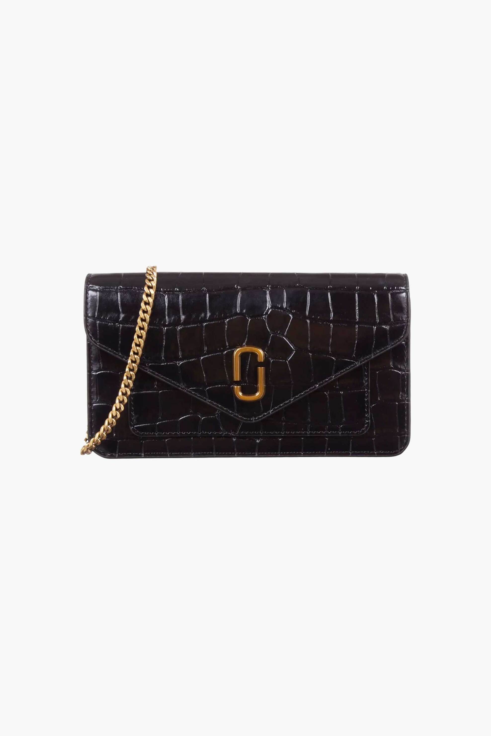 MARC JACOBS Marc Jacobs γυναικείoς φάκελος croco με αλυσίδα "The Croco Longshot Chain Wallet Dtm" - 2F3SMN058S07 Μαύρο