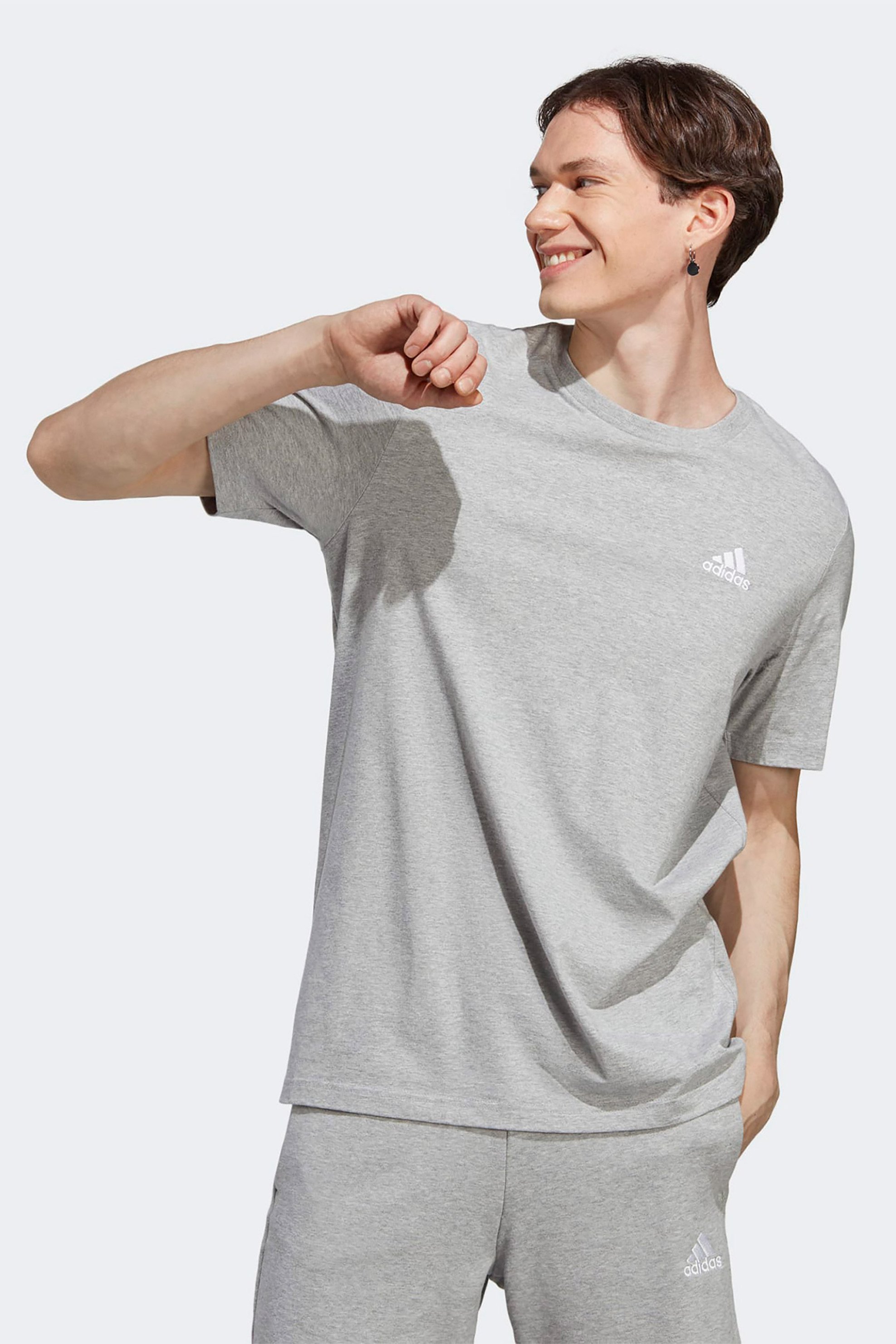 ADIDAS Adidas ανδρικό αθλητικό T-shirt μονόχρωμο με κεντημένο contrast λογότυπο "M SL SJ T" - IC9288 Γκρι