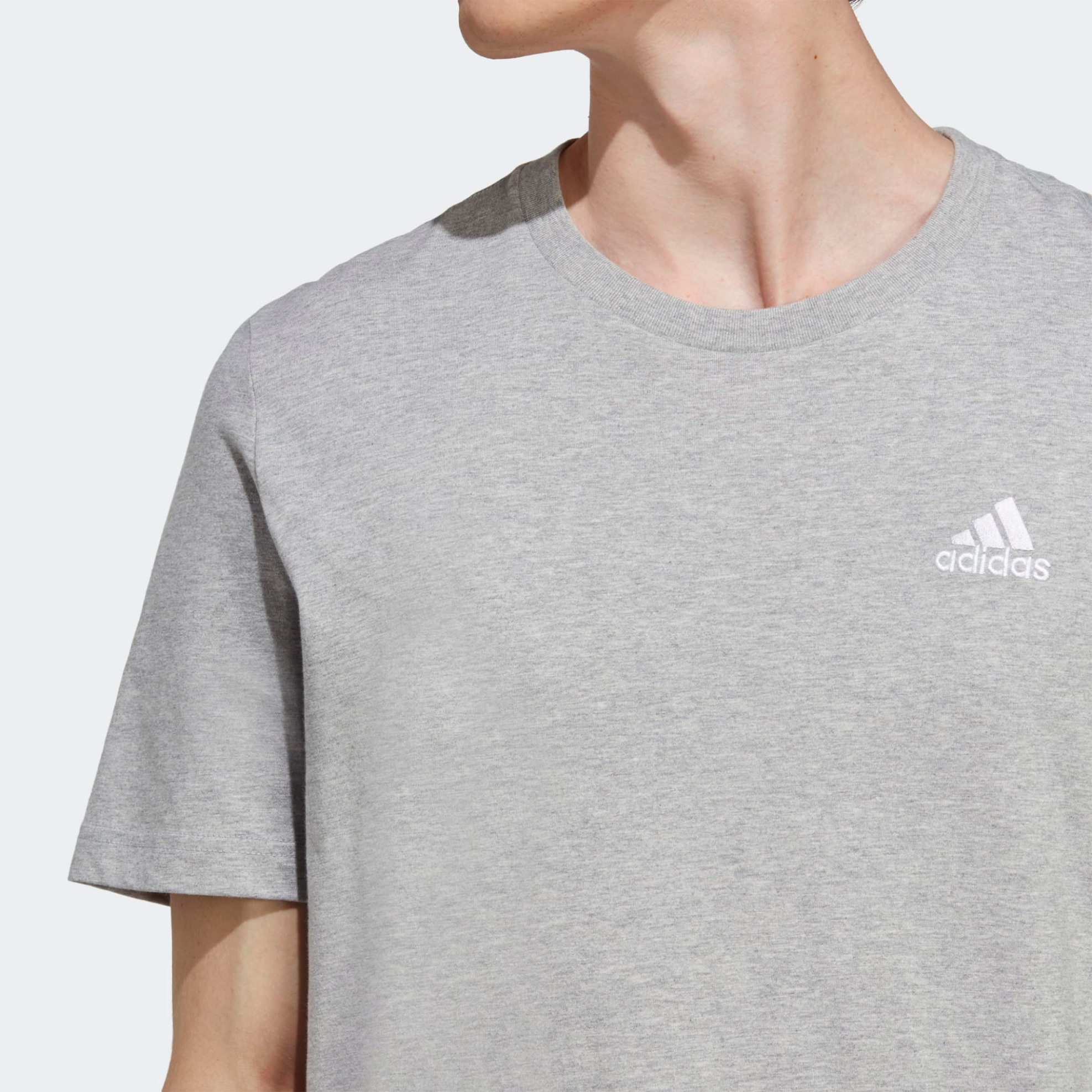 Adidas ανδρικό αθλητικό T-shirt μονόχρωμο με κεντημένο contrast λογότυπο "M SL SJ T" - IC9288 Γκρι φωτογραφία