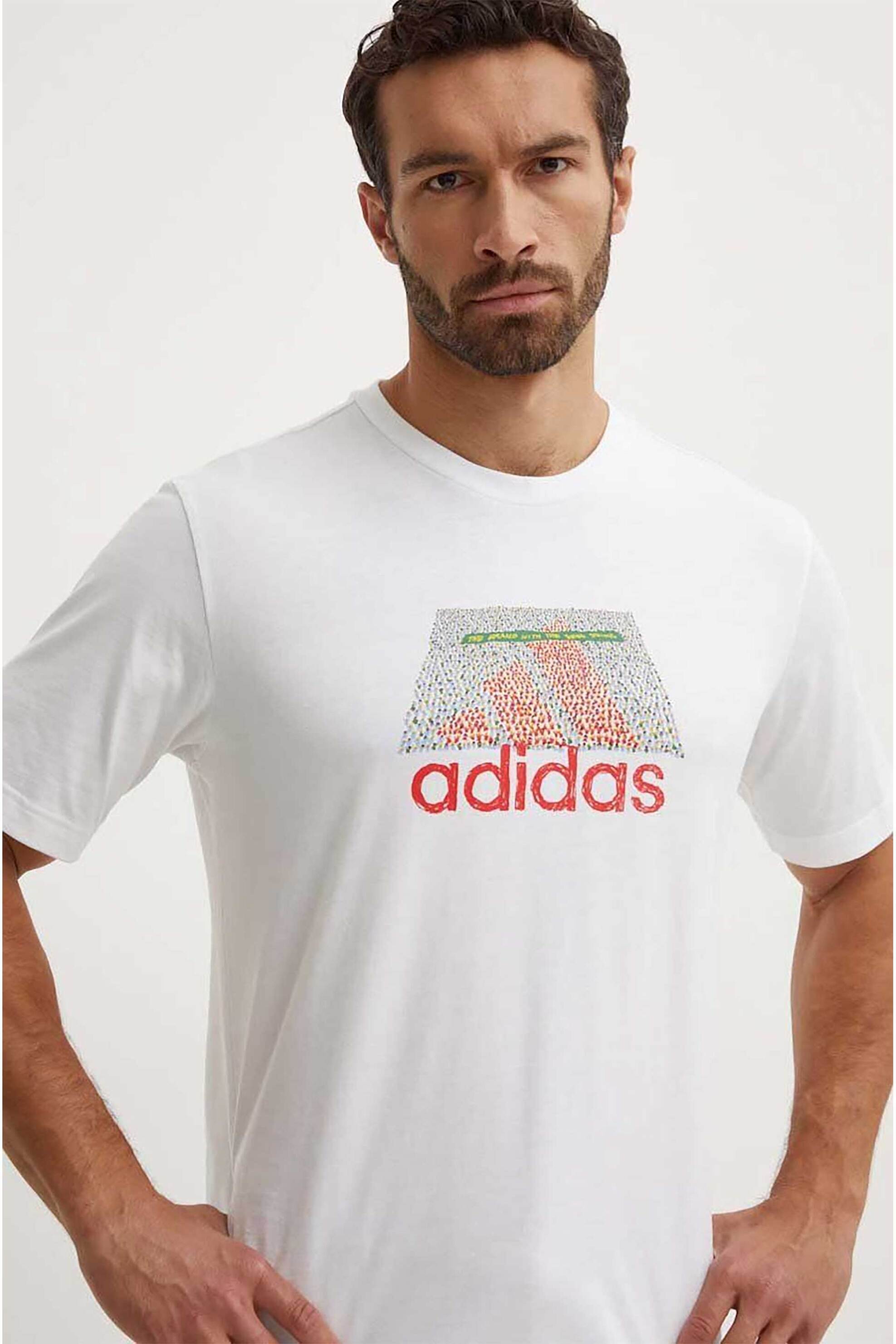 ADIDAS Adidas ανδρικό T-shirt με ανάγλυφο λογότυπο Regular Fit - IW2640 Λευκό