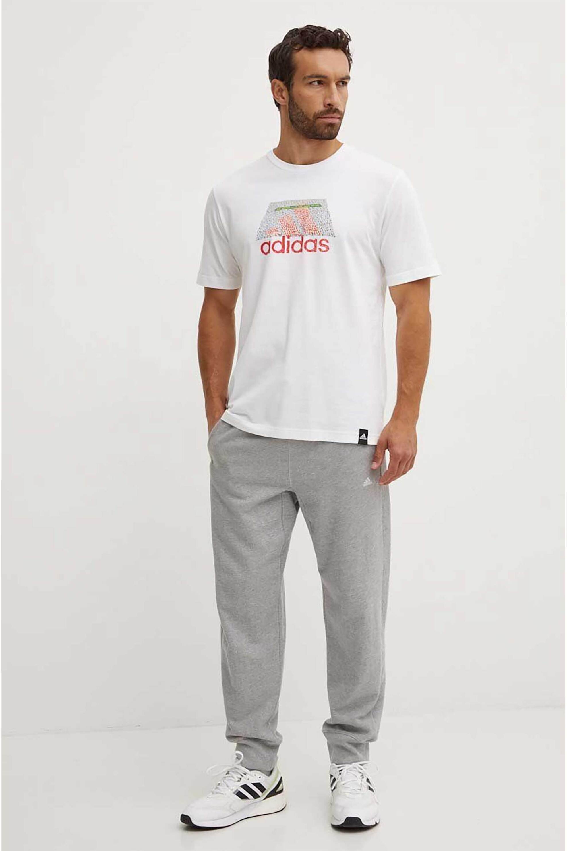 Adidas ανδρικό T-shirt με ανάγλυφο λογότυπο Regular Fit - IW2640 Λευκό φωτογραφία