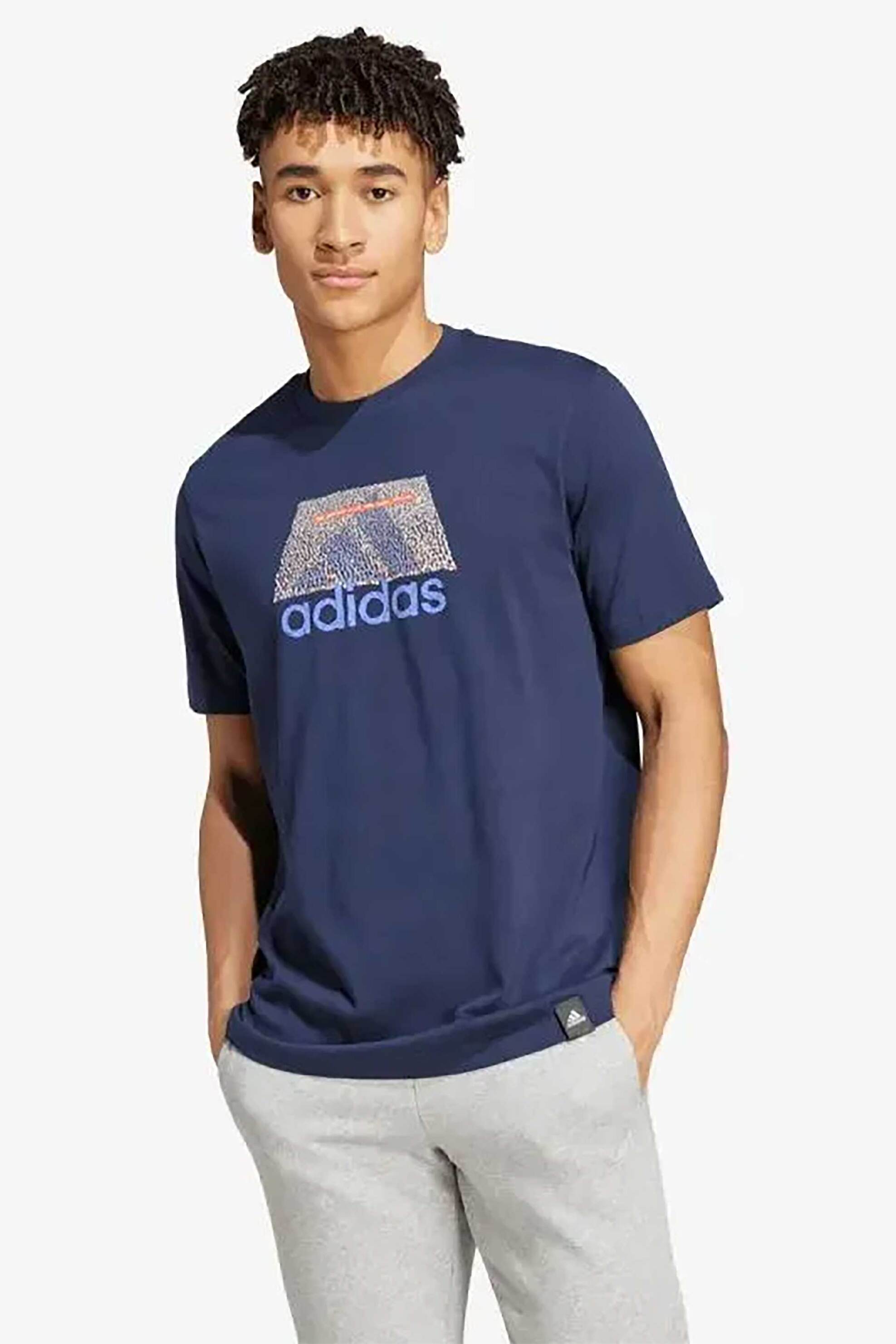 ADIDAS Adidas ανδρικό T-shirt με ανάγλυφο λογότυπο Regular Fit - IY0732 Σκούρο Μπλε