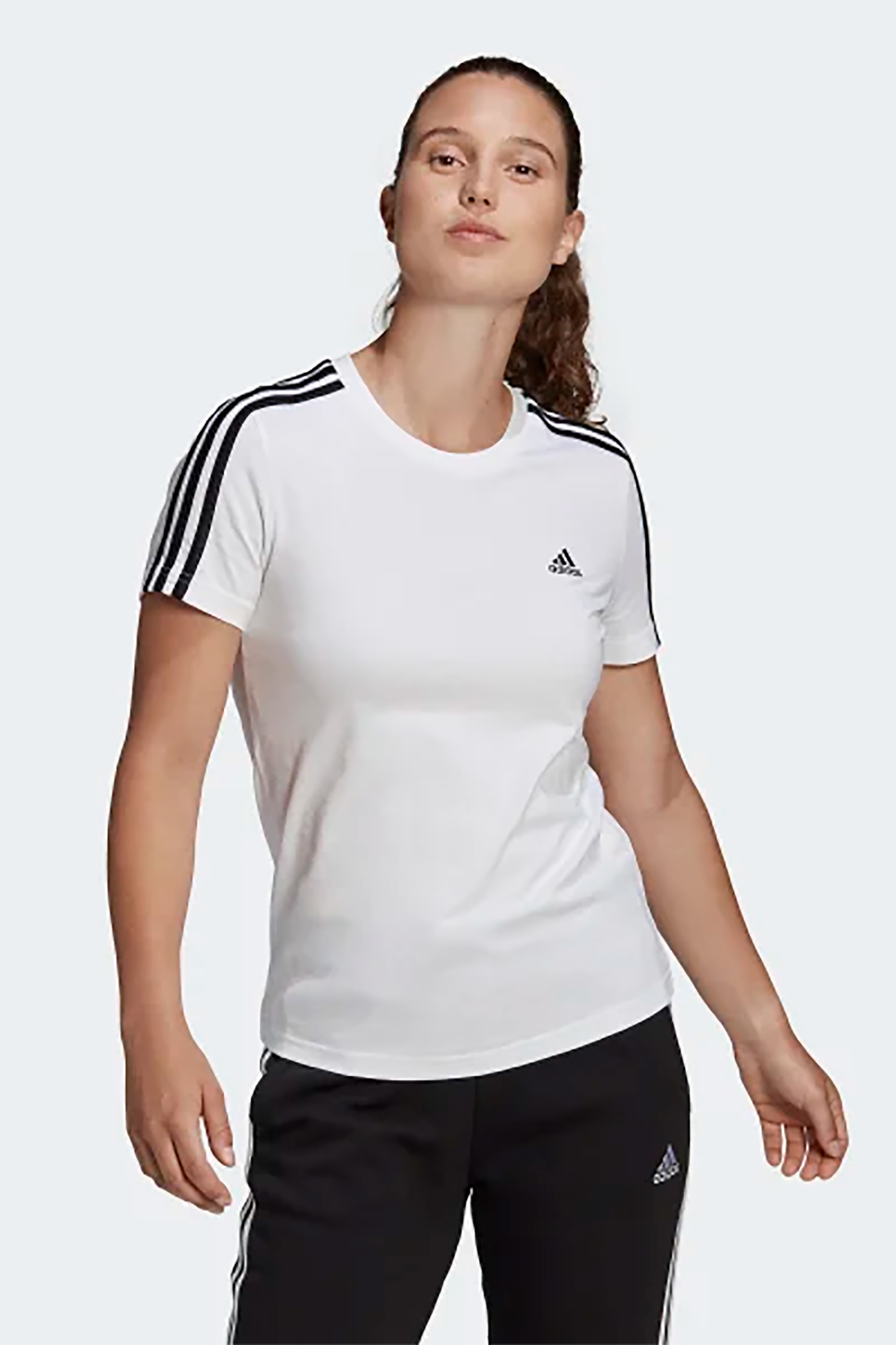 ADIDAS Adidas γυναικείο T-shirt με κεντημένο λογότυπο "Εssentials 3 Stripes" - GL0783 Λευκό