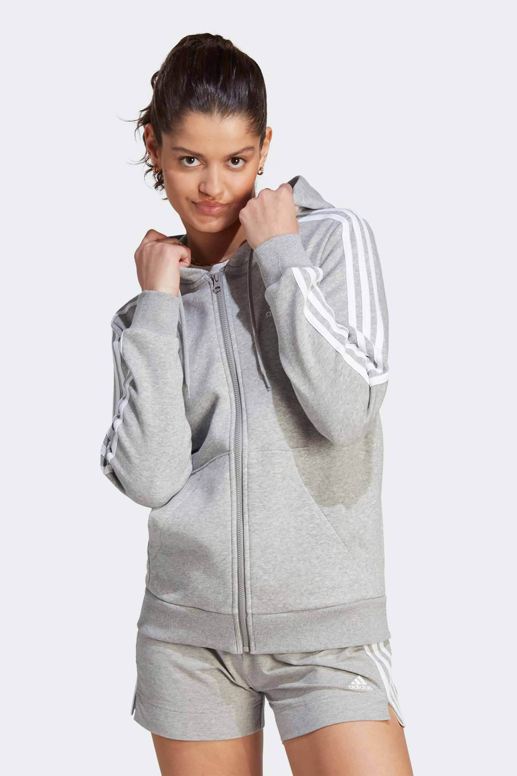 Adidas Adidas γυναικεία αθλητική ζακέτα φούτερ μονόχρωμη με contrast λεπτομέρειες 