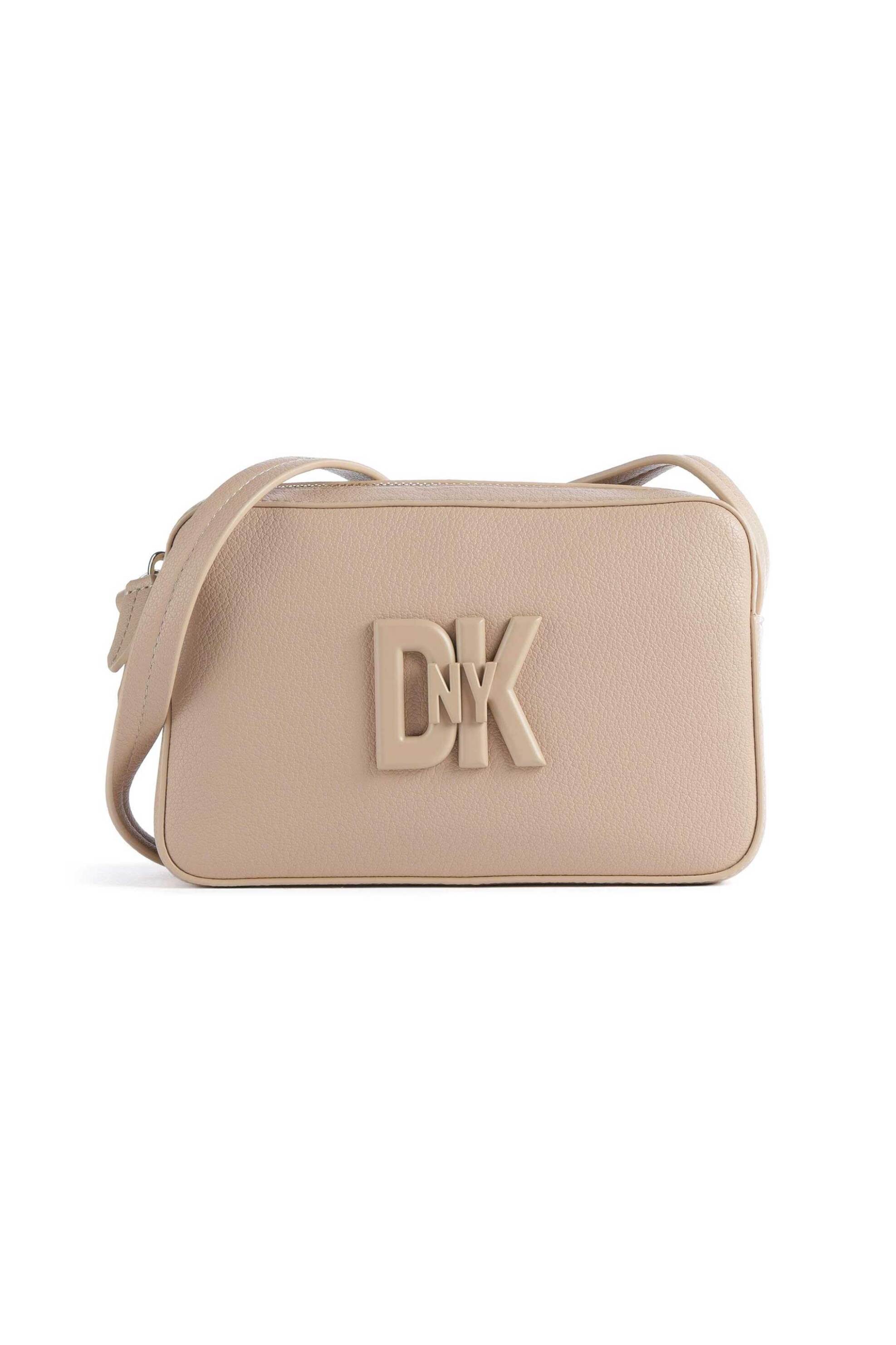  DKNY γυναικεία δερμάτινη τσάντα crossbody μονόχρωμη με tone-on-tone logo 