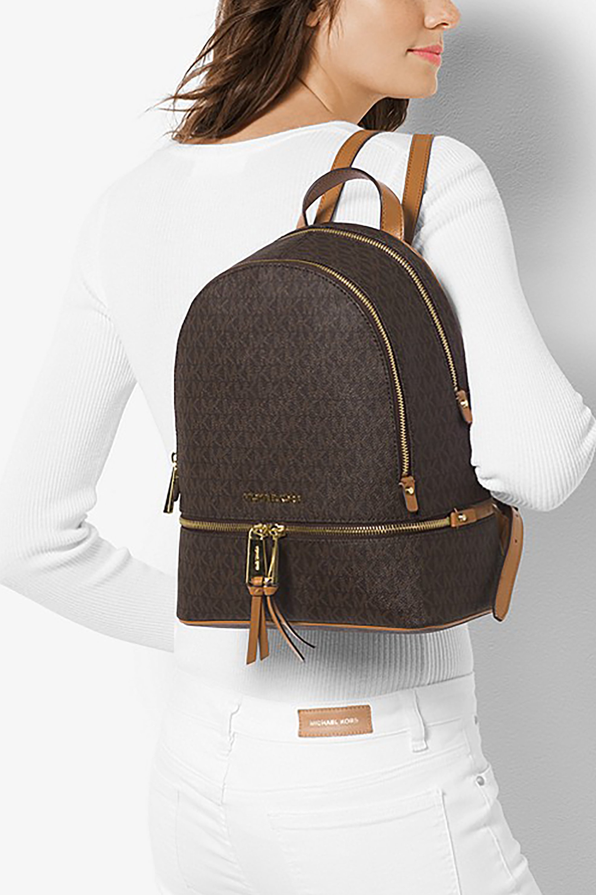 Michael Kors γυναικείο backpack "Rhea Medium Logo" - 30S7GEZB1B Καφέ φωτογραφία