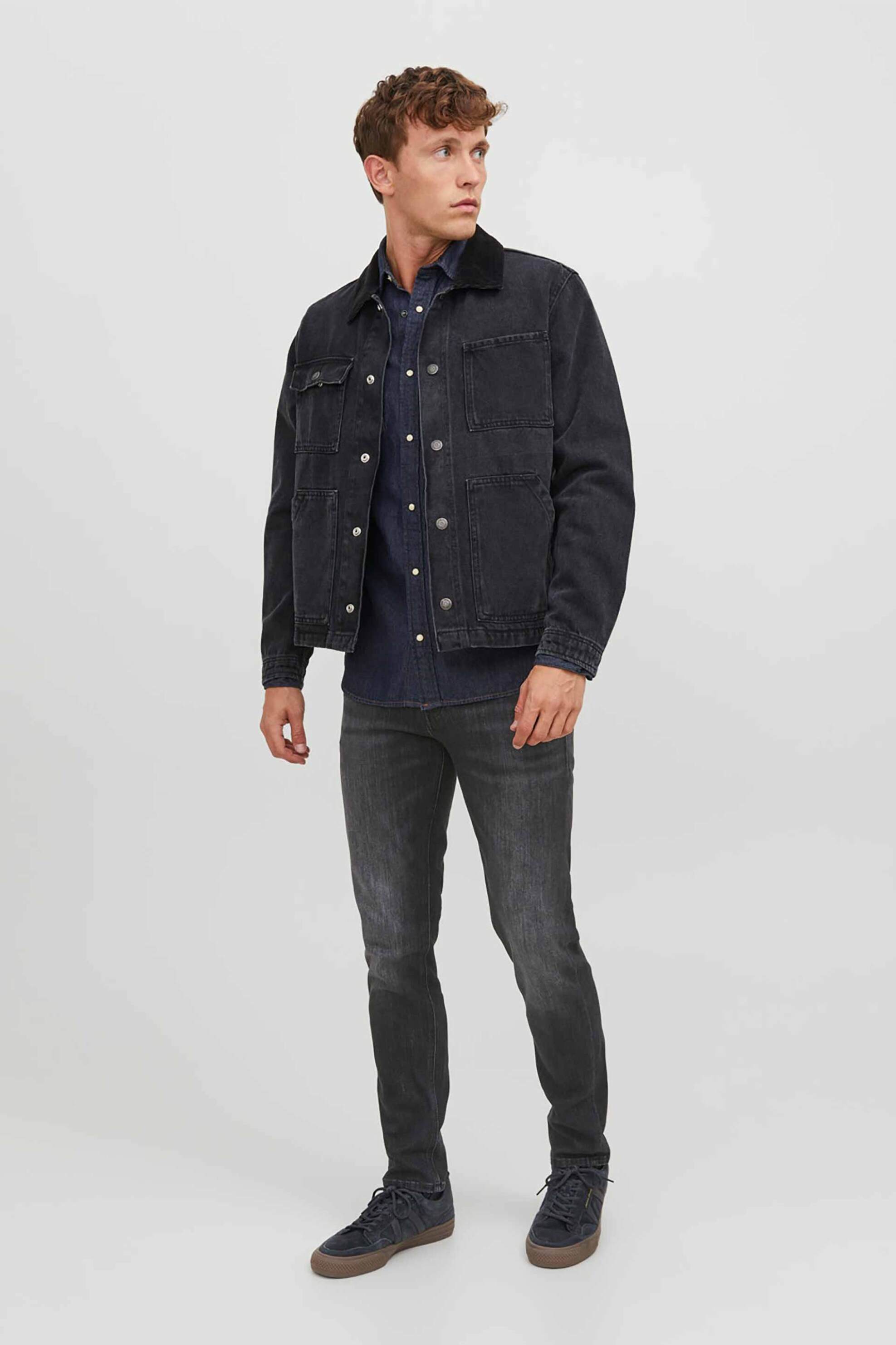 JACK & JONES JACK & JONES ανδρικό τζιν παντελόνι πεντάτσεπο Tapered Fit "Ge 218" - 12242997 Μαύρο