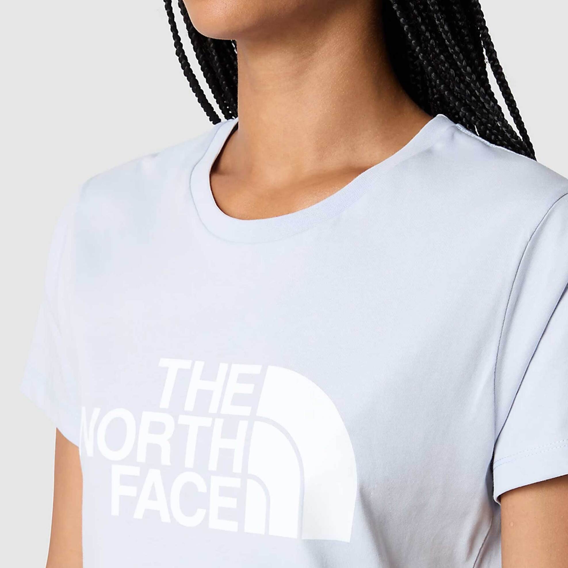 The North Face γυναικείο βαμβακερό T-shirt μονόχρωμο με contrast bold logo print "Easy" - NF0A4T1QI0E1 Γκρι Γαλάζιο φωτογραφία