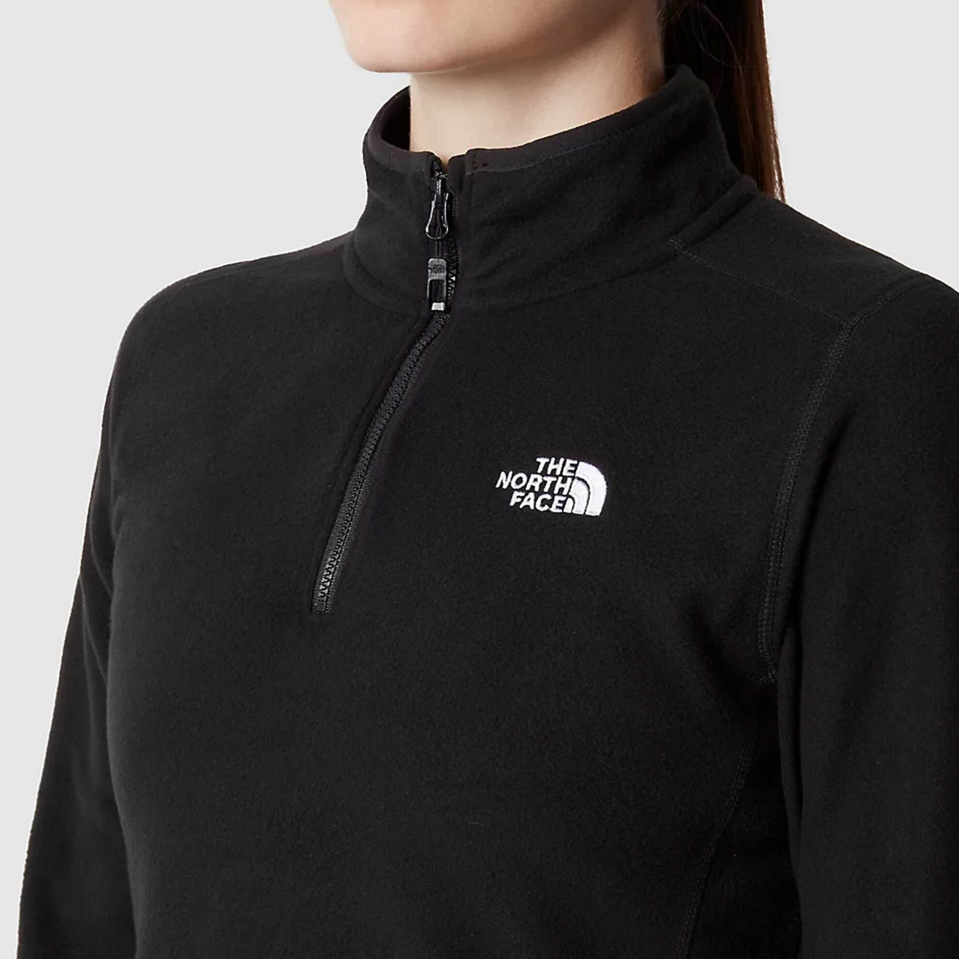 The North Face γυναικεία fleece μπλούζα φούτερ μονόχρωμη με κεντημένο contrast λογότυπο "100 Glacier" - NF0A855MJK31 Μαύρο φωτογραφία