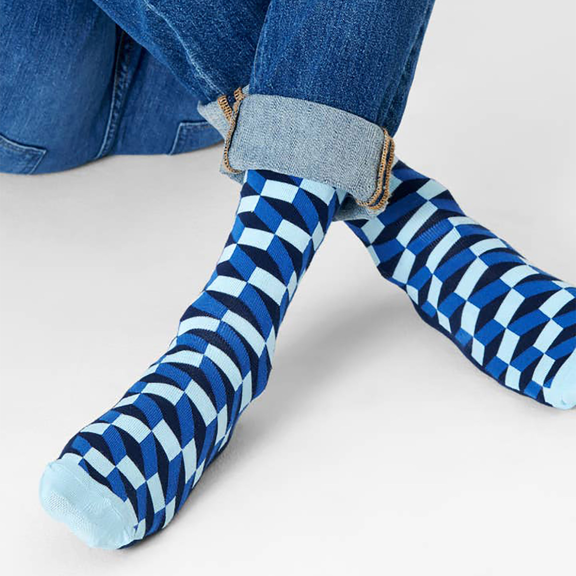 Happy Socks unisex κάλτσες "Filled Optic" - FIO01-6050 Μπλε Σκούρο φωτογραφία