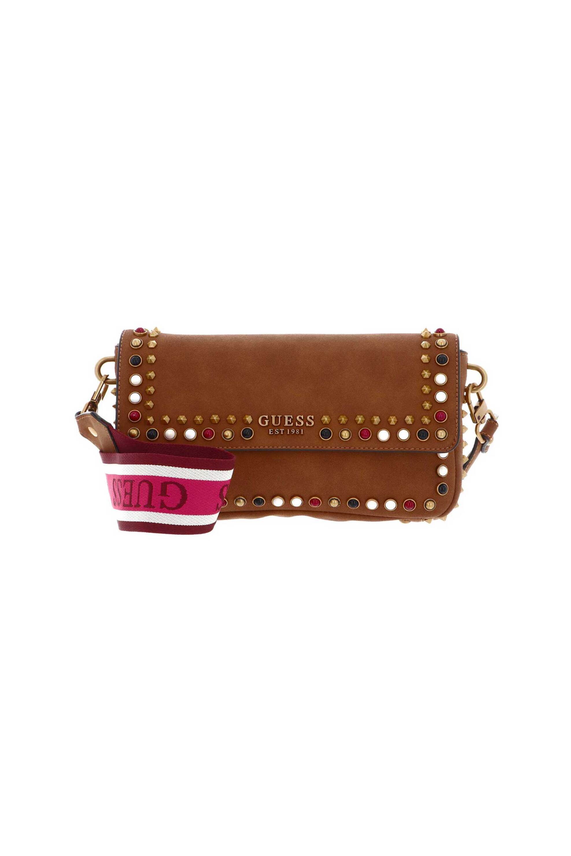 Guess Guess γυναικεία τσάντα crossbody μονόχρωμη με ανάγλυφες λεπτομέρειες 