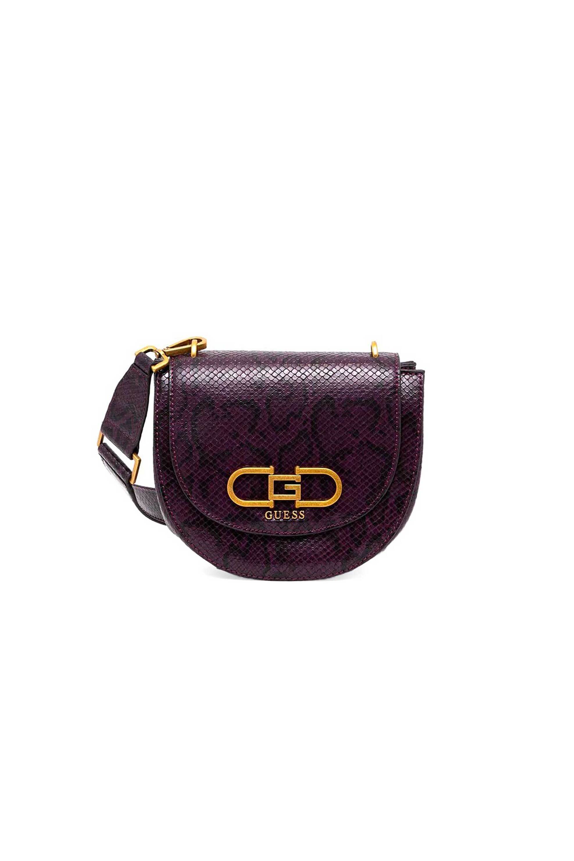 Guess Guess γυναικεία τσάντα crossbody με all-over snakeskin print και μεταλλικές λεπτομέρειες 