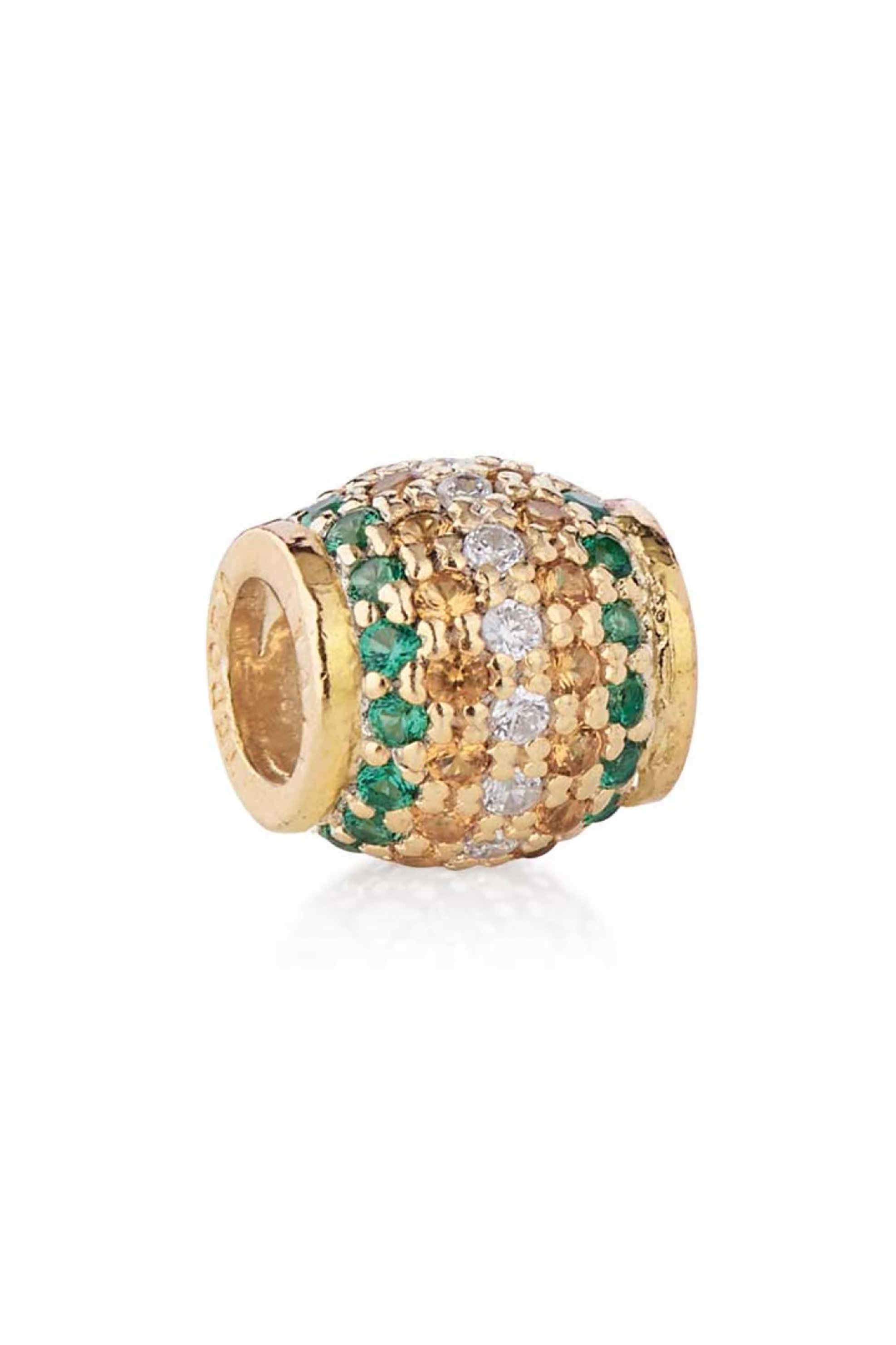  Tedora επιχρυσωμένο στρογγυλό charm με ζιργκόν Green/Gold/White Paved Diamonds - BEIP036/G 2025