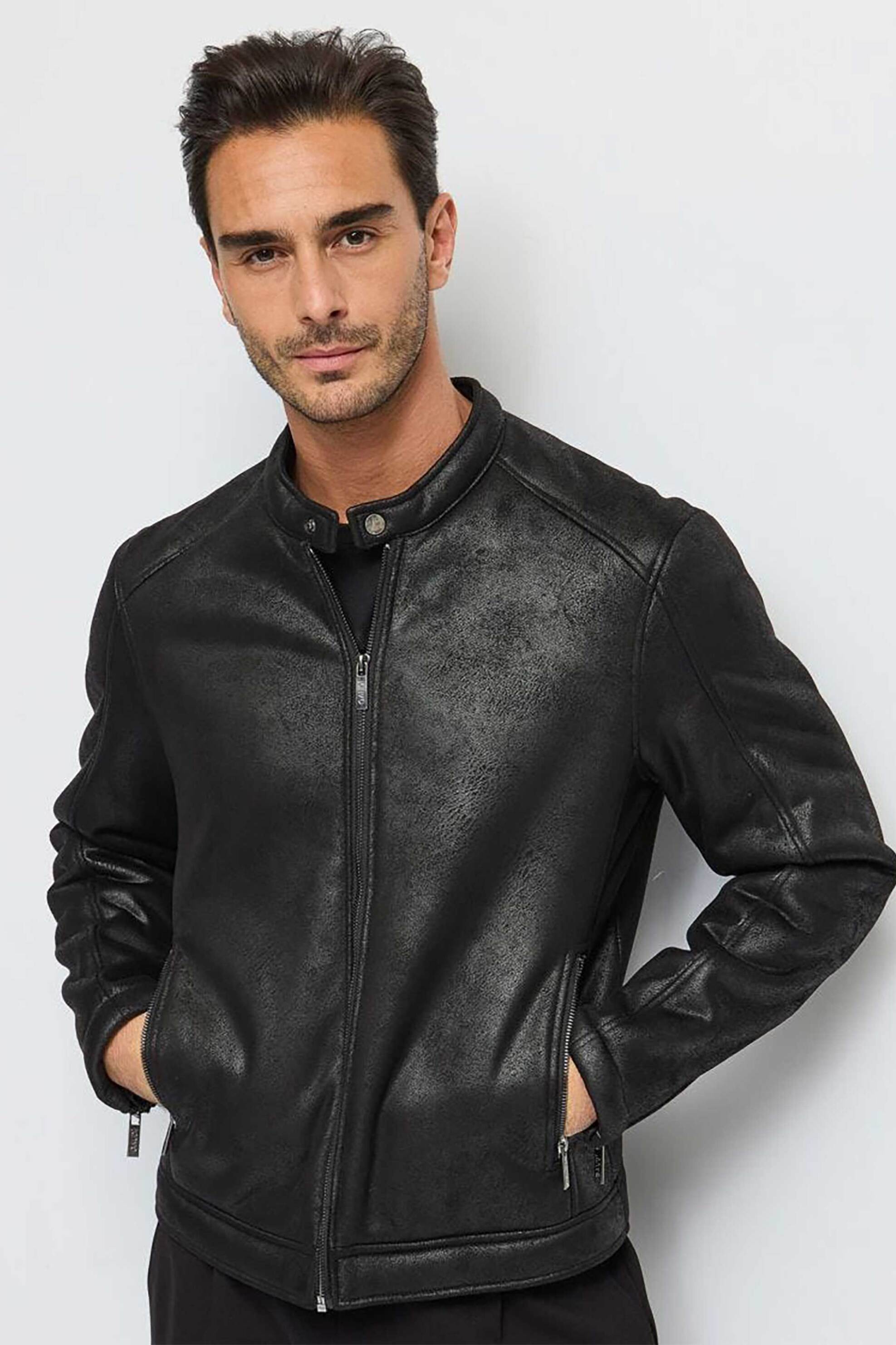 GAUDÍ Gaudi ανδρικό biker jacket - 421GU38005 Μαύρο