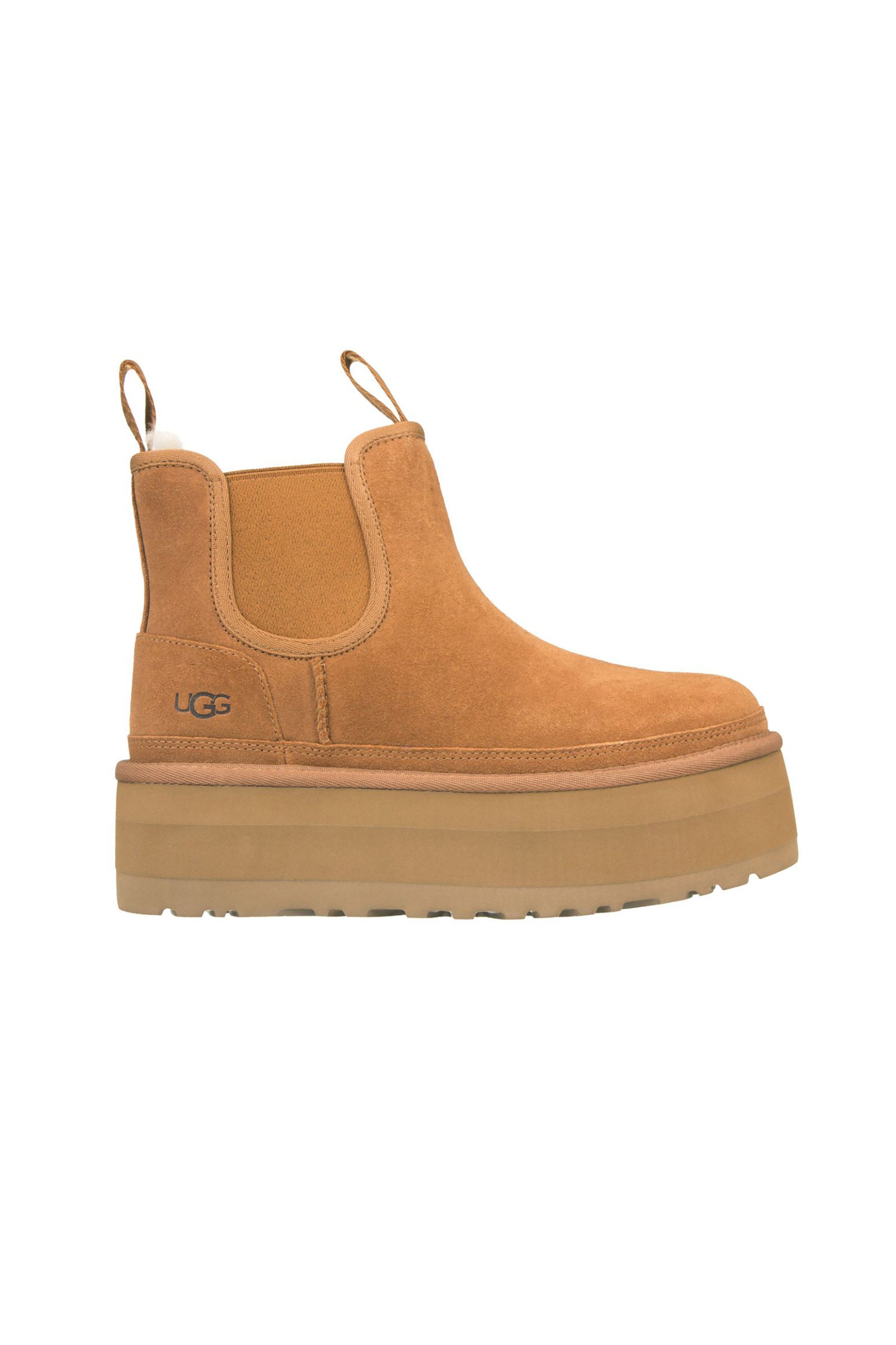  Ugg γυναικεία μποτάκια suede μονόχρωμα με ανάγλυφο λογότυπο 