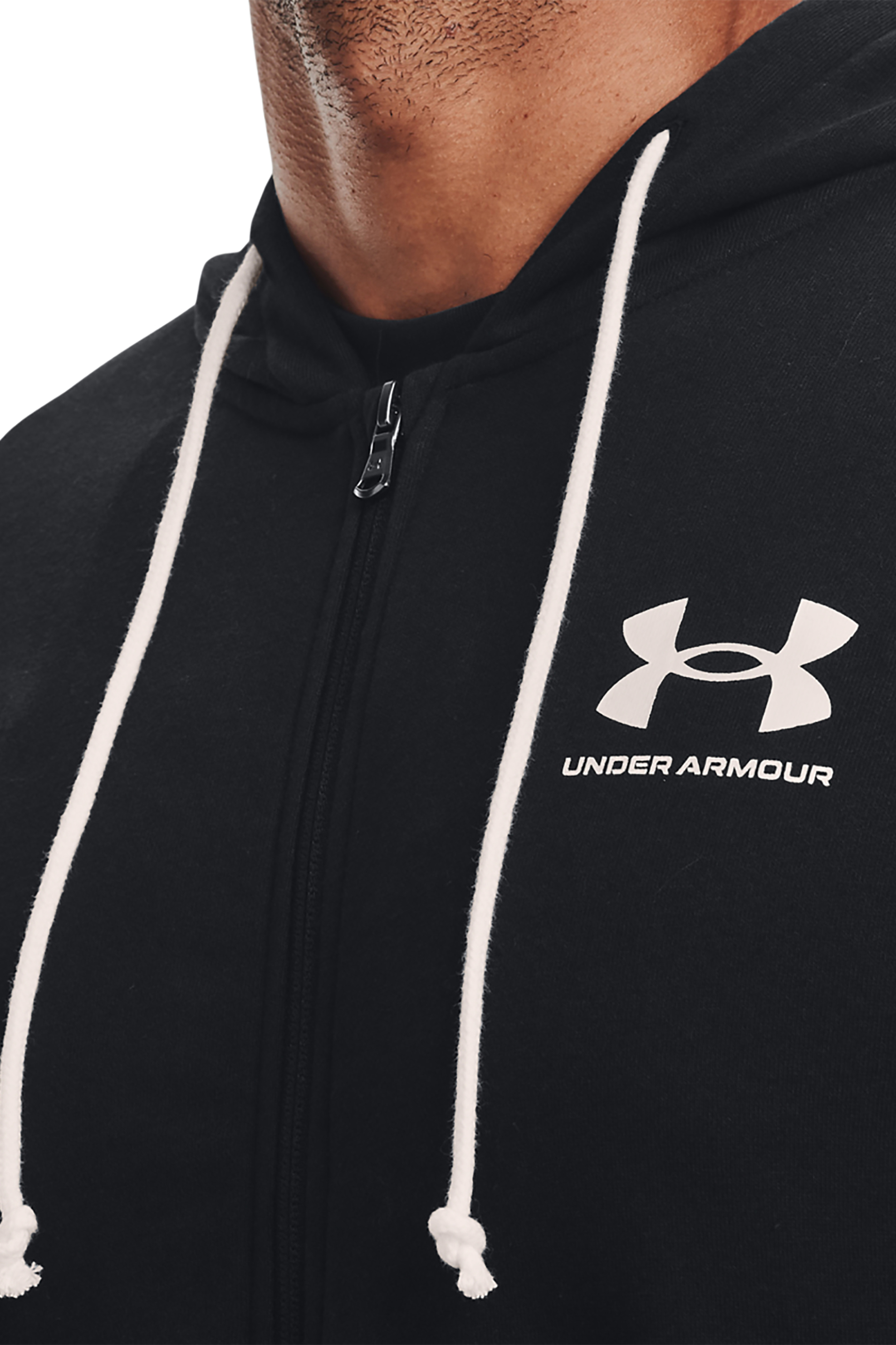 Under Armour ανδρική ζακέτα φούτερ με κουκούλα και logo print "Rival Terry LC FZ" - 1370409 Μαύρο φωτογραφία